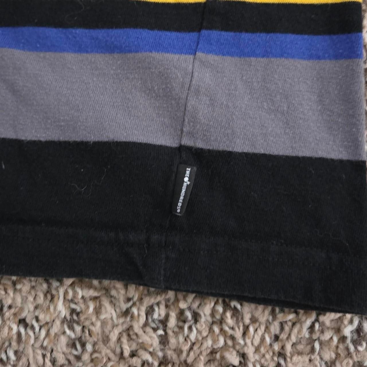 The Hundreds Vintage Y2K Striped Embroidered Graphic T-Shirt Black Blue Yellow