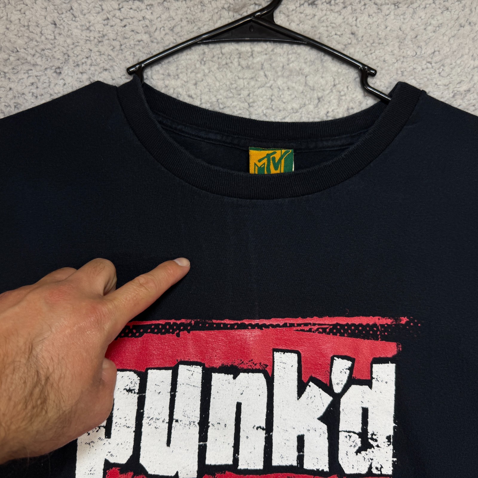 VTG The MTV Store Punk&rsquo;d Logo Black Cotton Graphic T-Shirt Men&rsquo;s XL