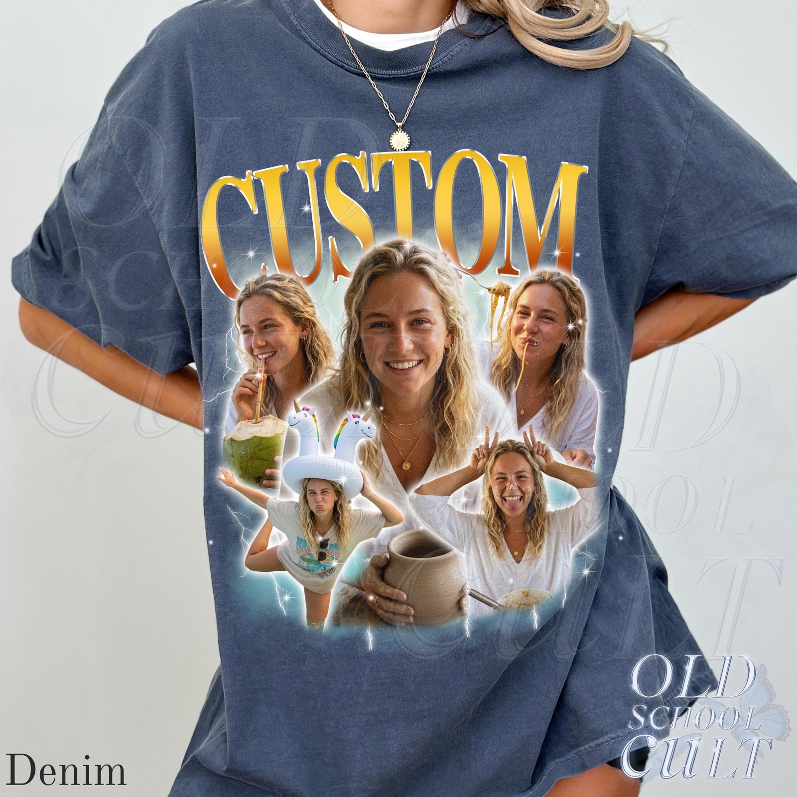 Custom Vintage Bootleg T-Shirt Personalized Photo Name Boyfriend Gift