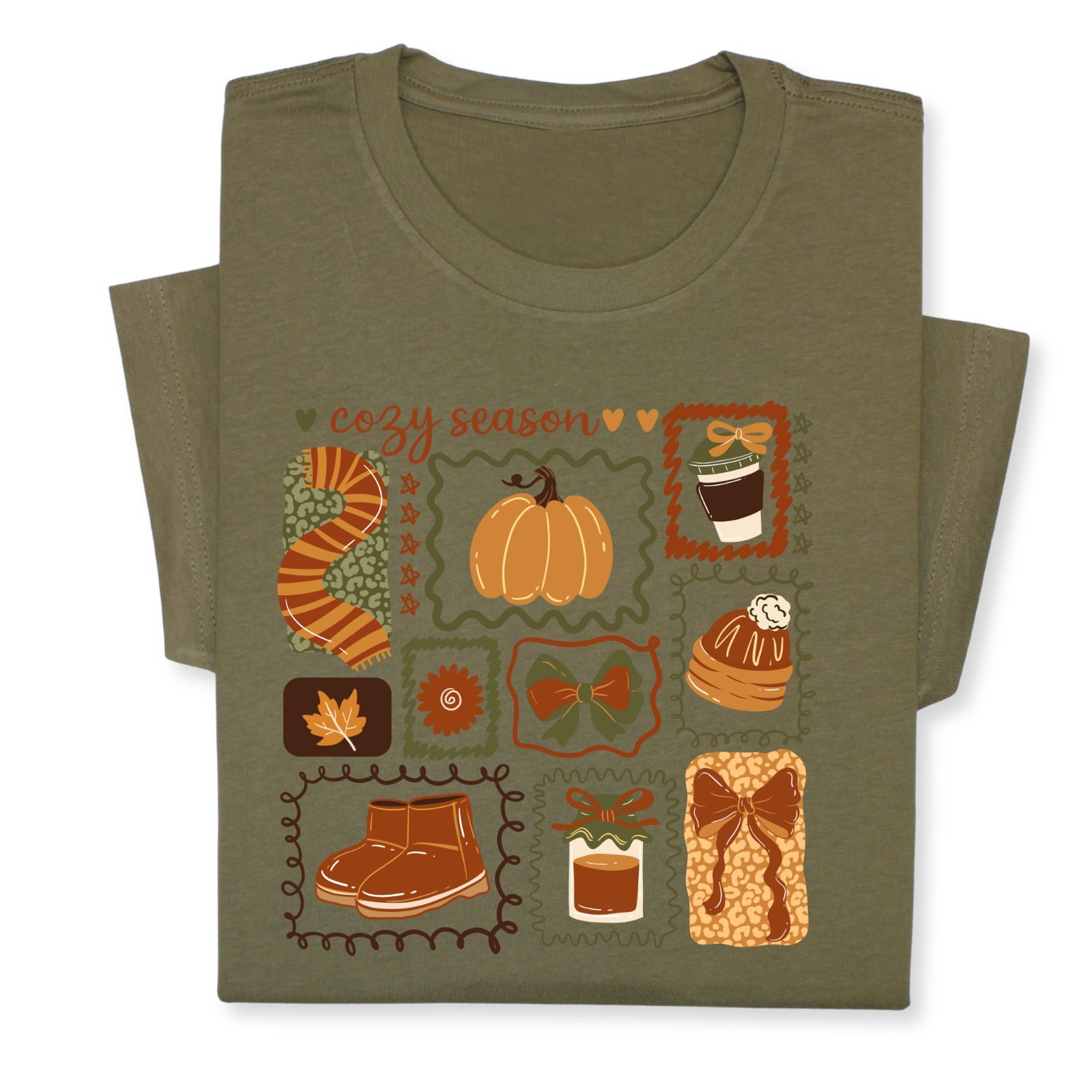 Cozy Season Fall T-Shirt, Autumn Coffee Pumpkin Graphic Tee Gift