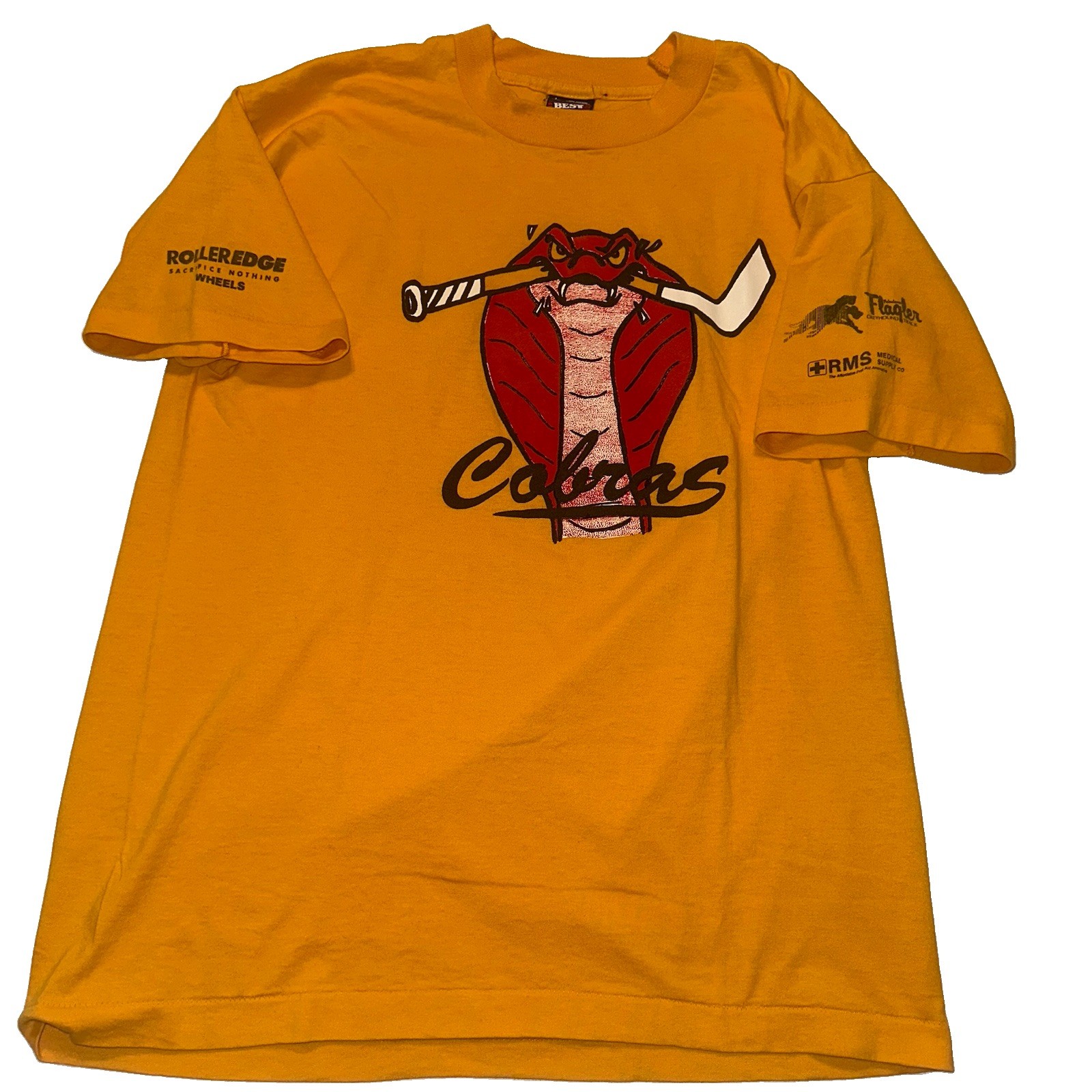 VTG 90s Single Stitch South Miami High Cobras Roller Hockey L Rolleredge Flagler