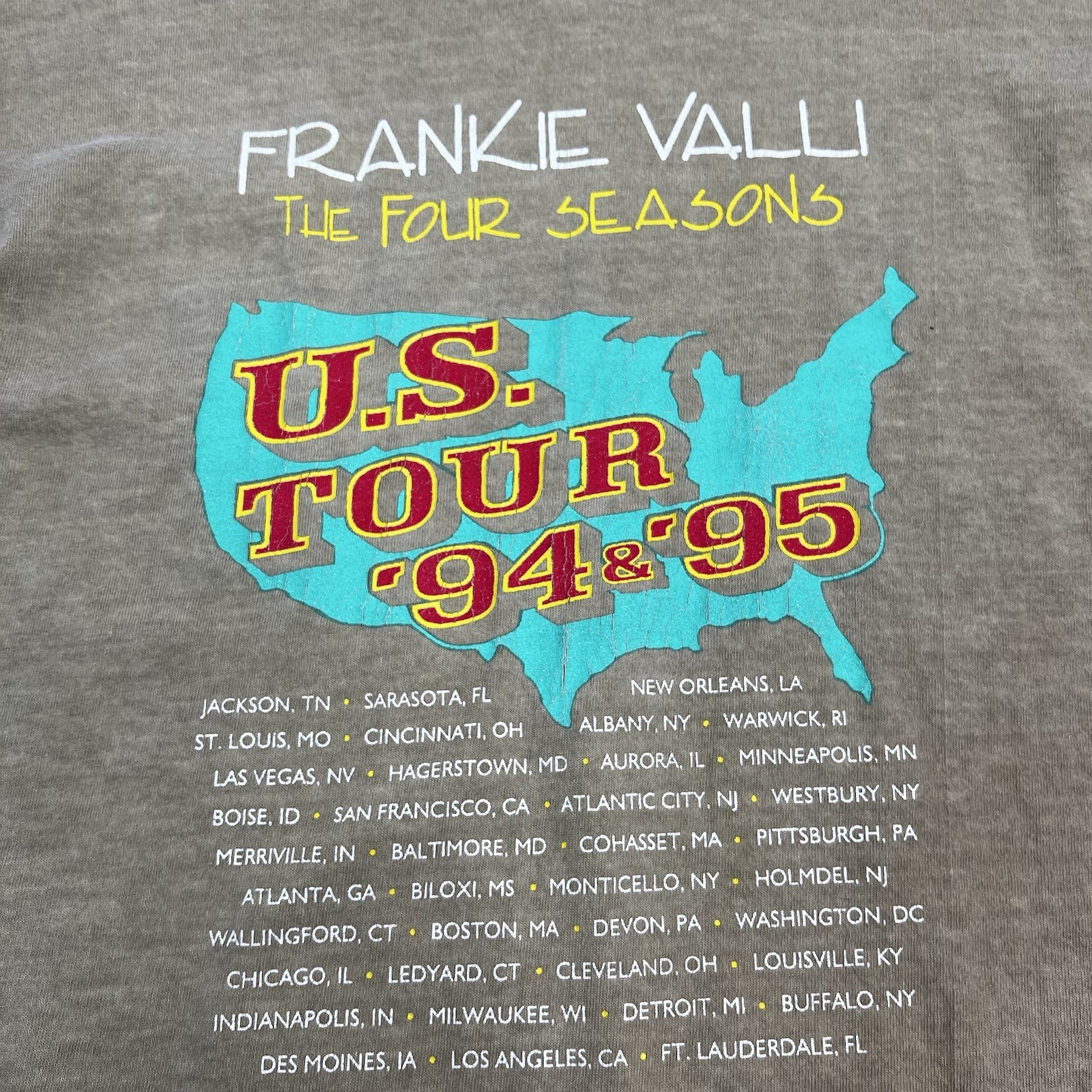 Vintage 1995 Frankie Vallie Four Seasons Band Tour T Shirt Excellent Size M