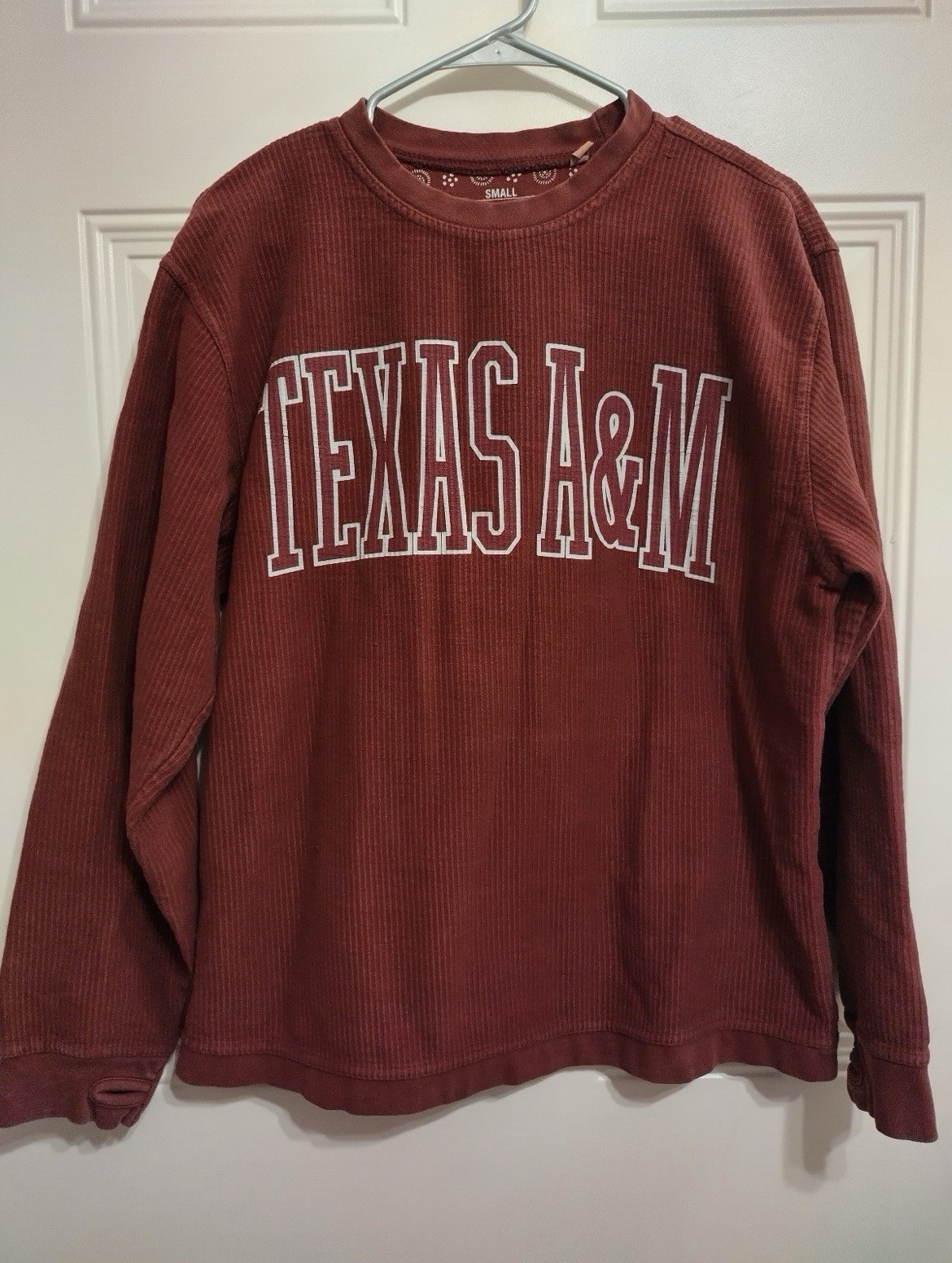 Texas AM Aggies Shirt Small Three Square By Royce Apparel Maroon Thumbholes BG19