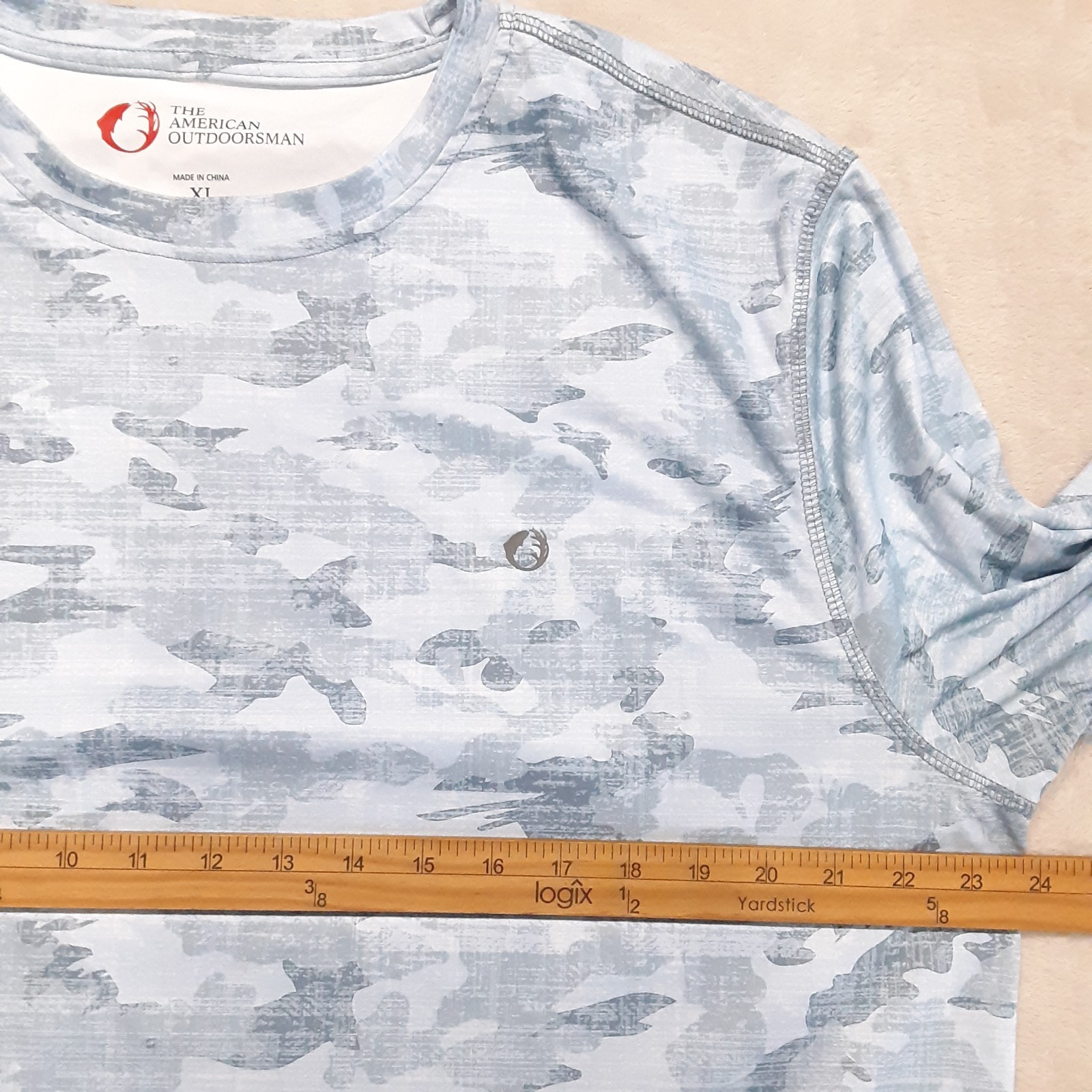 The American Outdoorsman Mens Latitude Sun Tee XL Blue Water Camo Performance