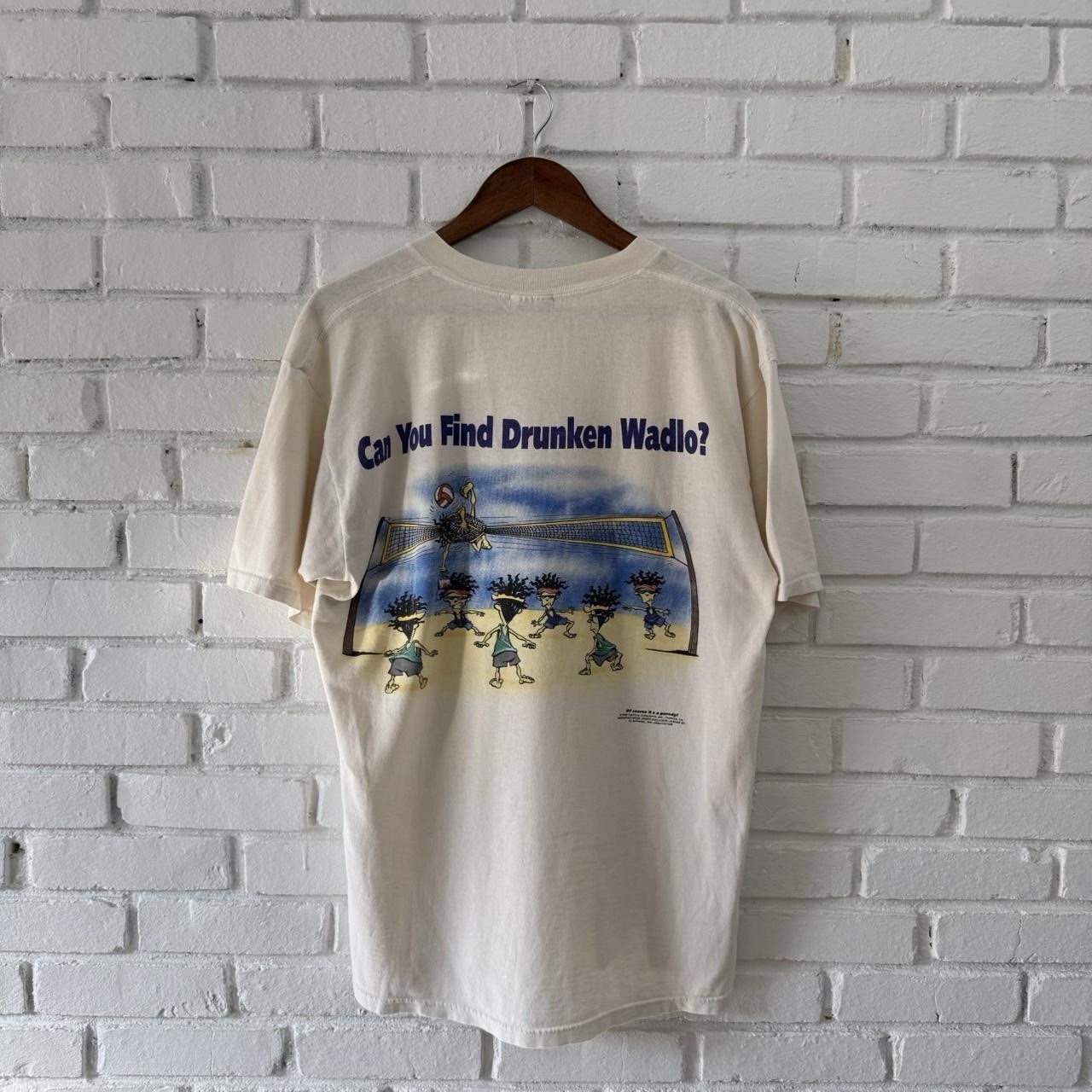 Vintage 90s Drunken Waldo Graphic T Shirt Distressed Worn Grunge Large USA