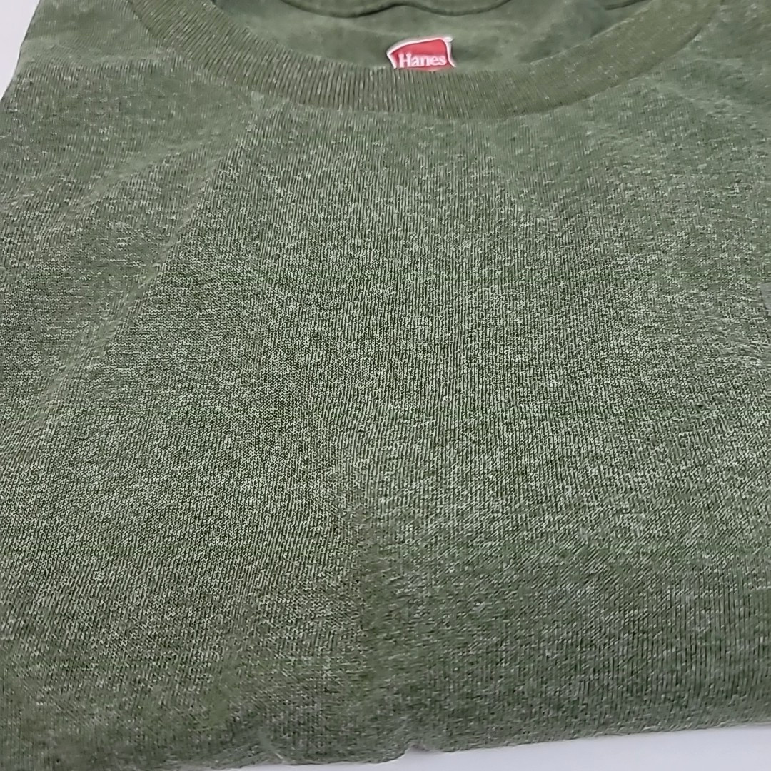 Hanes Men&rsquo;s Size Large Heather Olive Green Crew Neck T-Shirt Cotton Blend