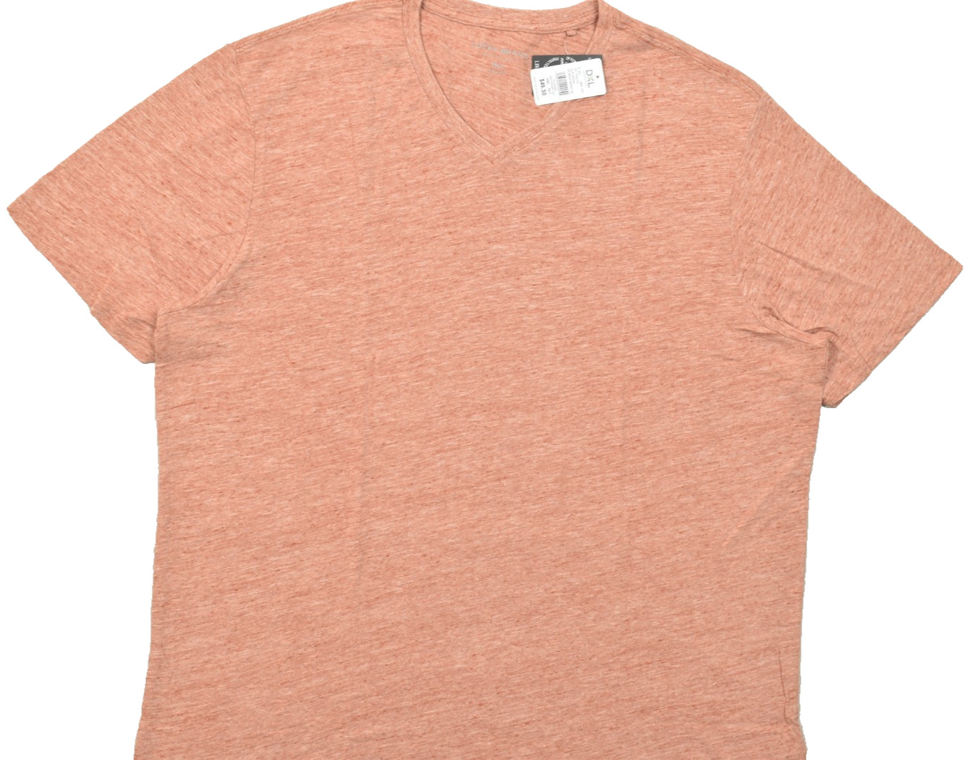 Lucky Brand Men&rsquo;s T Shirt V Neck Short Sleeve Orange Linen Blend Size 3XLT NEW