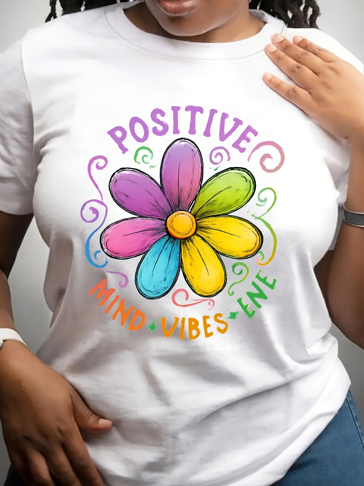 Positive Mind Vibes Flower Graphic Tee – Inspirational Floral Bloom T-Shirt