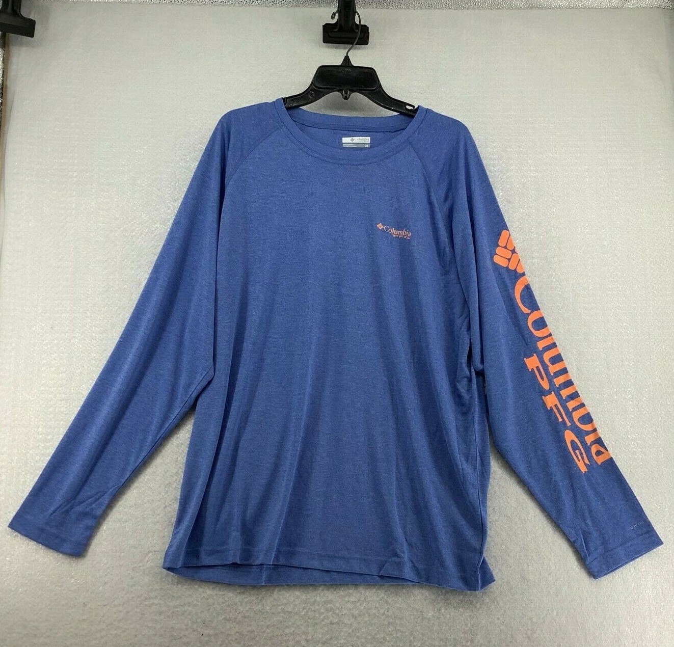 Columbia Mens Heather Crew Neck Straight Hem Long Sleeve Purple T Shirt Size L