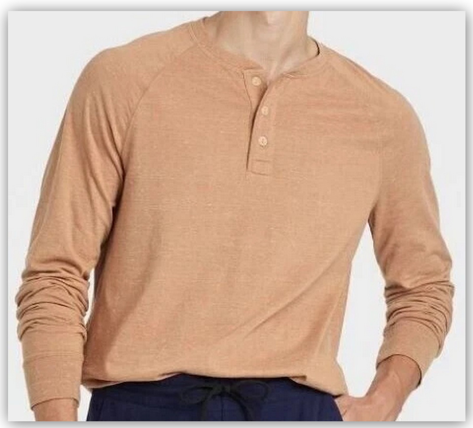 Goodfellow & Co. Mens TAN or RUST Long-sleeve JERSEY Henley Shirt Standard