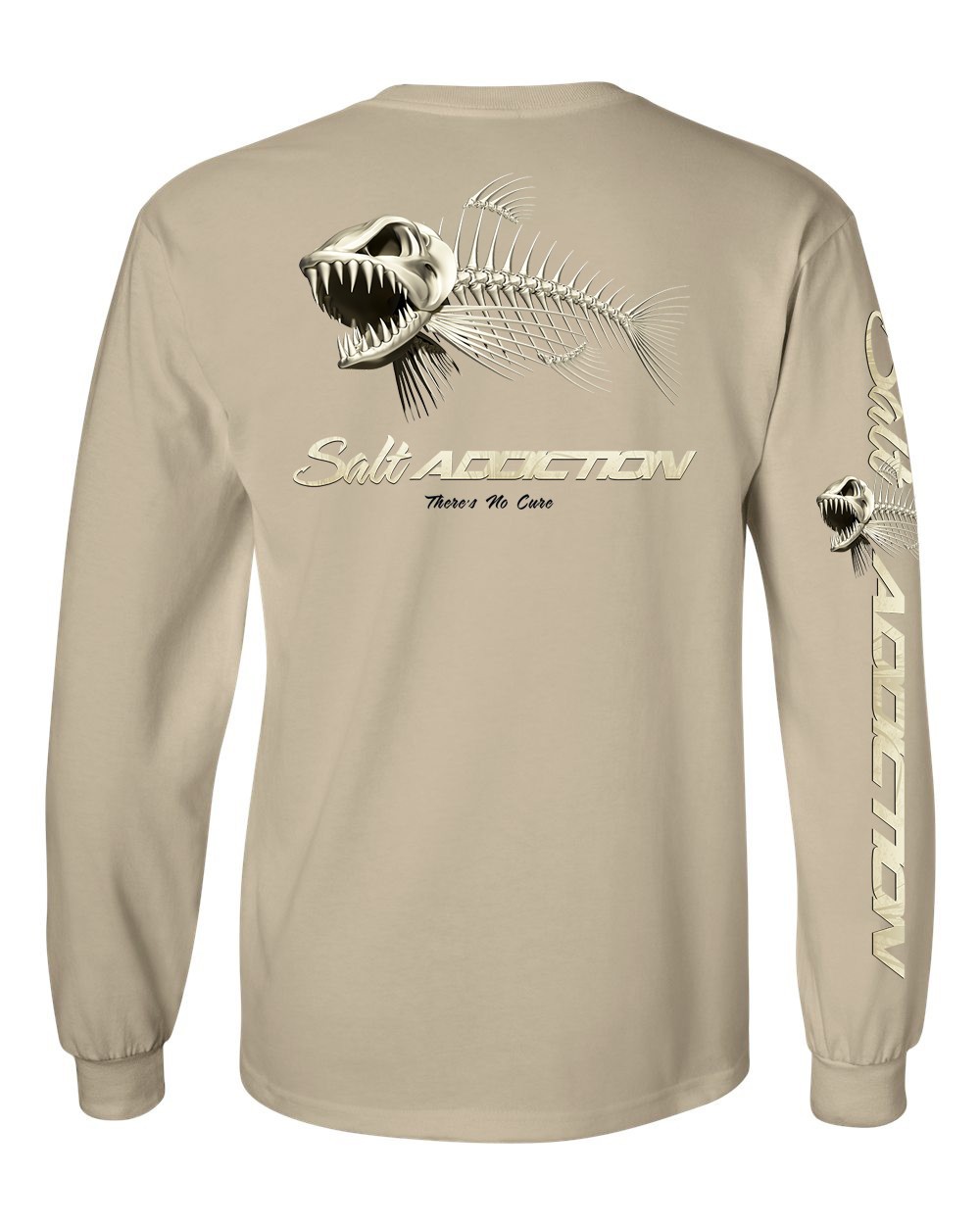 Salt Addiction Bonefish Flats Fishing Long Sleeve T Shirt Cotton Fish bones