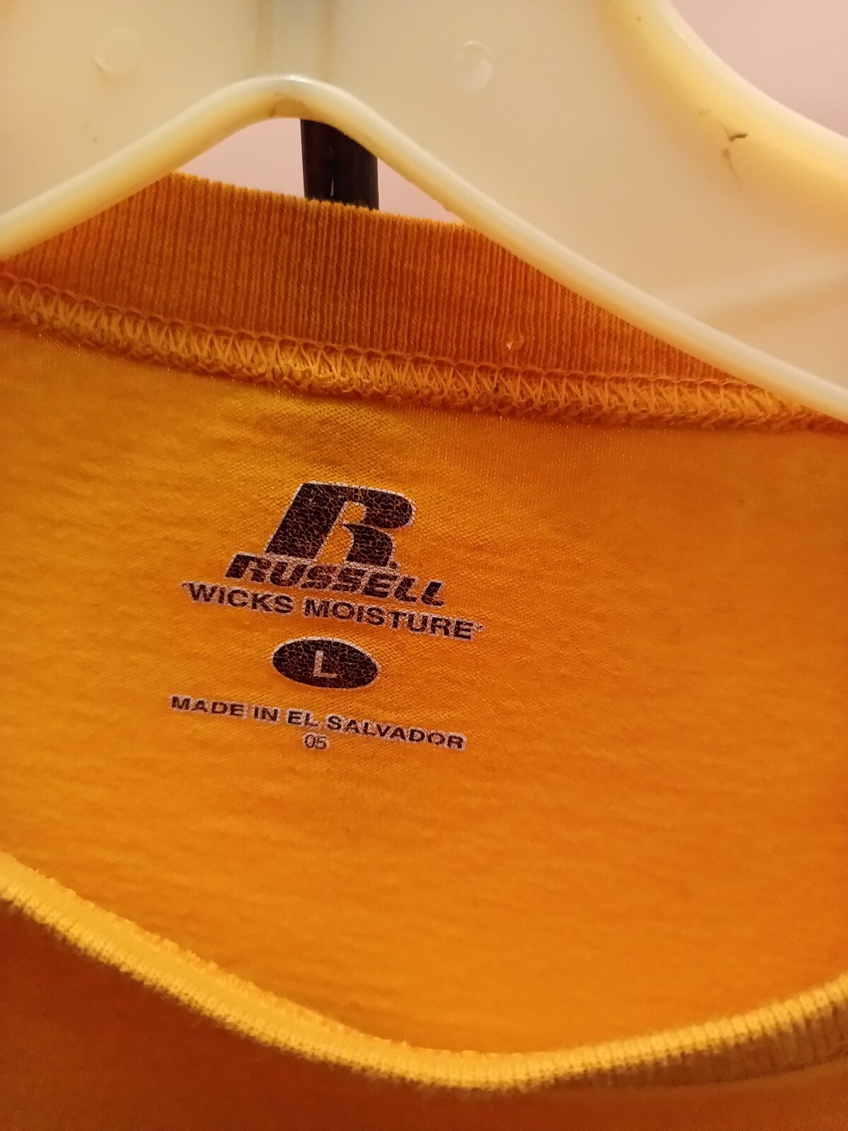 Men&rsquo;s Large Yellow Long Sleeve T-shirt Russell Wicks Moisture