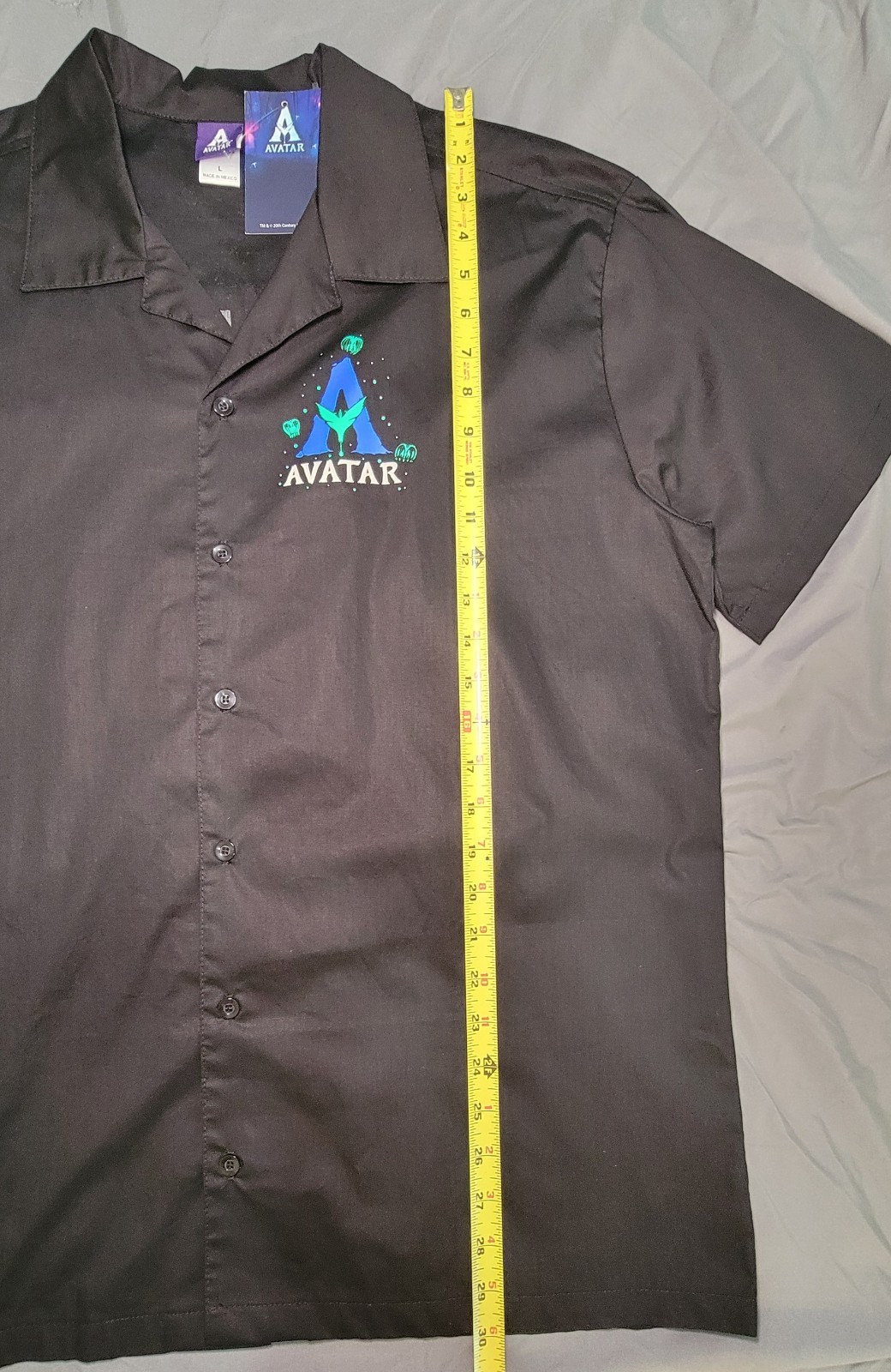 Avatar Pandora Camp Shirt Men Large Black Button Front Disney World Animal…