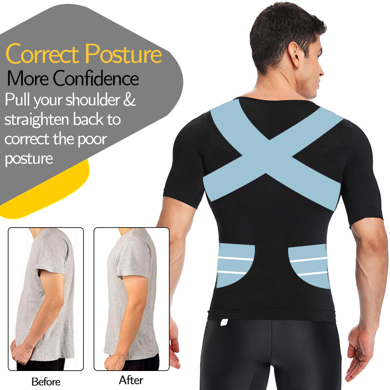 Fajas Para Hombres Faja Reductora De Hombre Men Body Abdomen Control Tee Shapers
