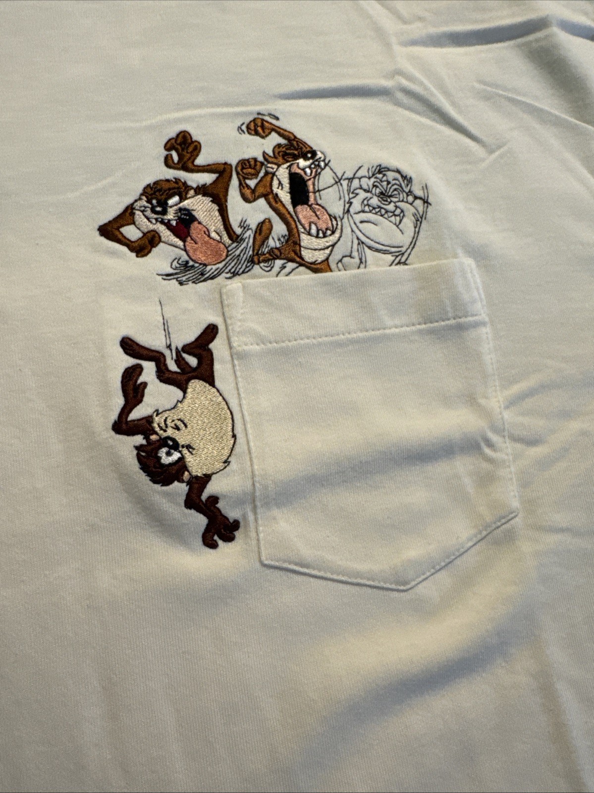 Warner Bros. Studio Store Embroidered Looney Tunes T Shirt Chest Pocket Taz L