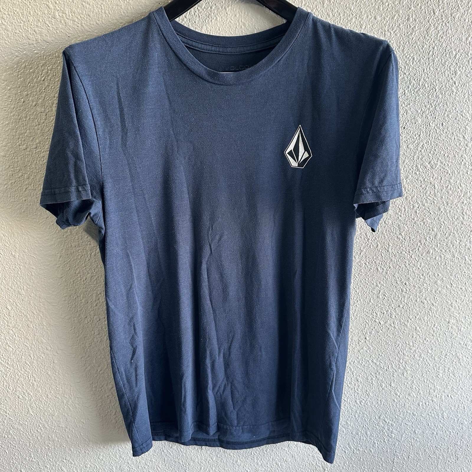 Volcom Men’s Medium Short Sleeve Graphic Tshirt Stone Logo Blue Crew Neck