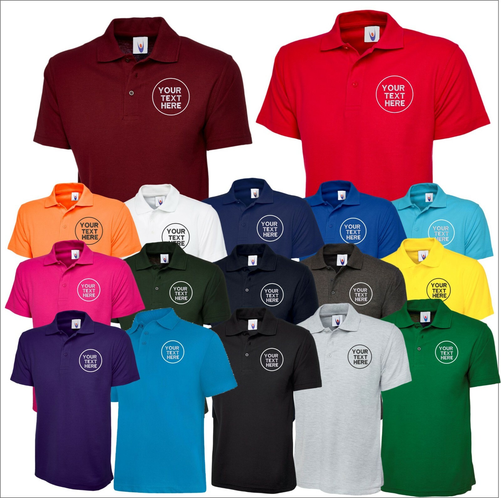 Personalised Embroidered Poloshirt Uneek UC101 Classic Workwear Polo Tee Shirts