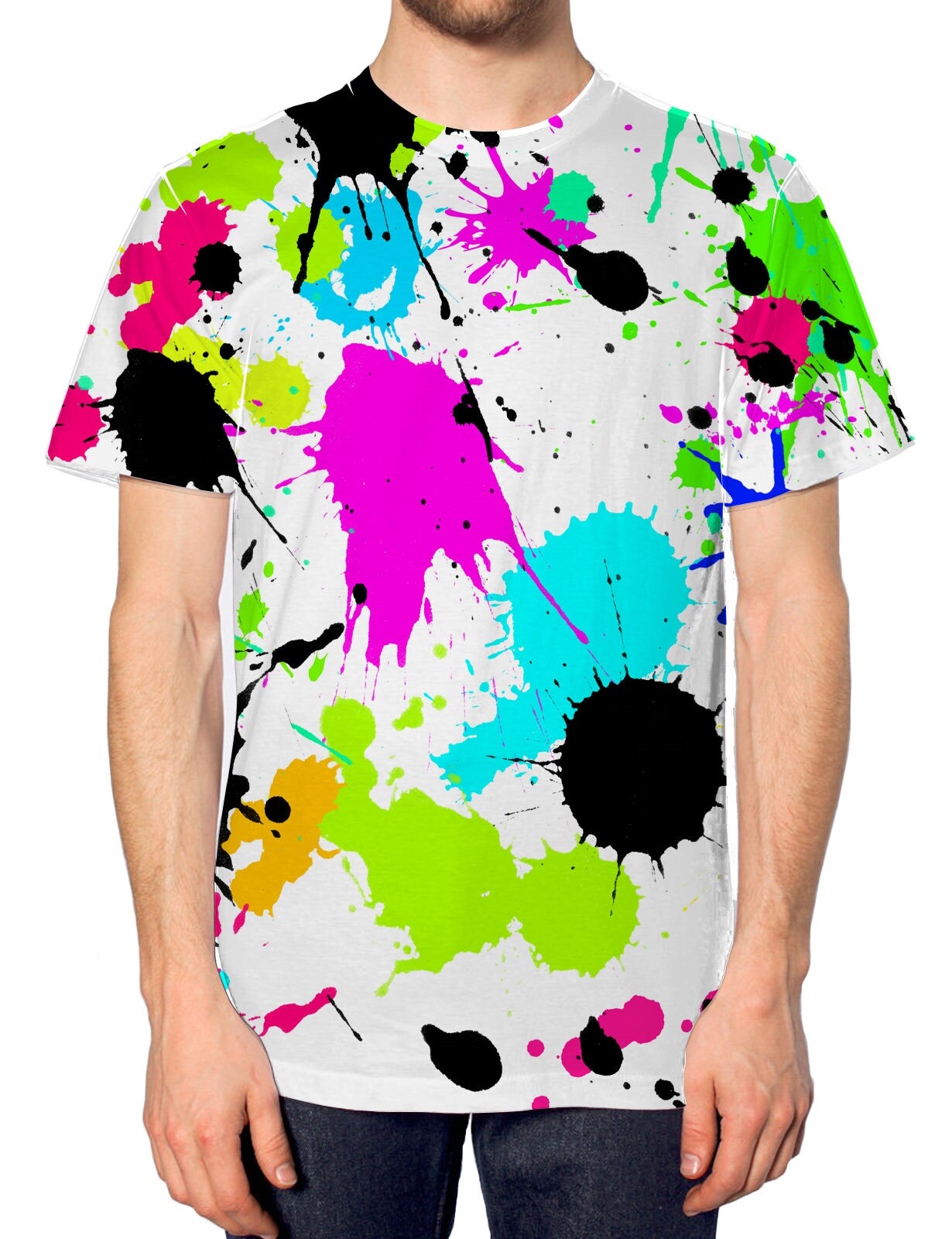 Colourful Splat All Over T Shirt Funky Bright Paint Summer Indie Urban Fresh