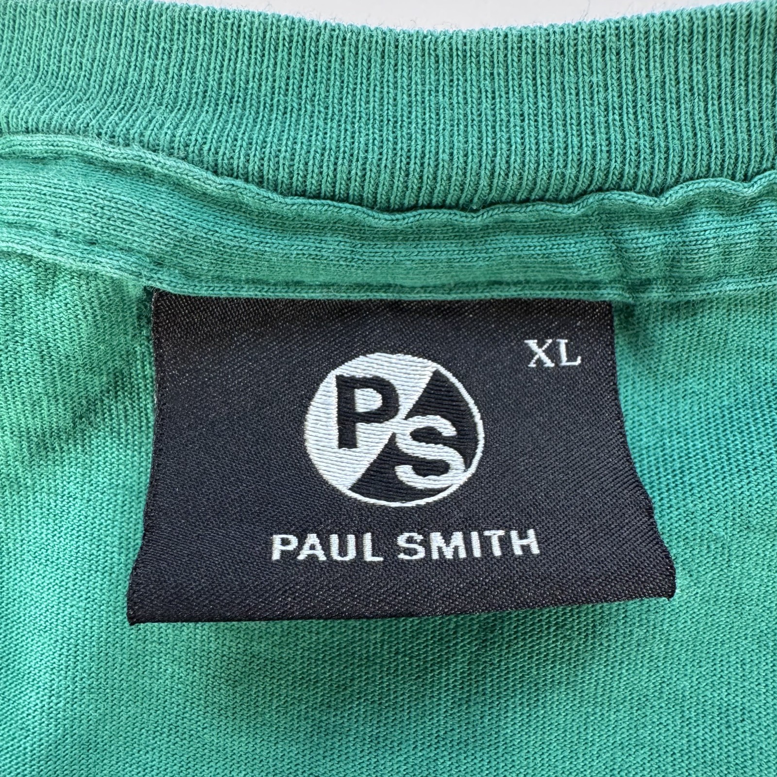 PAUL SMITH Cotton Short Sleeve Crewneck T Shirt Mens XL Green White Polka Dot