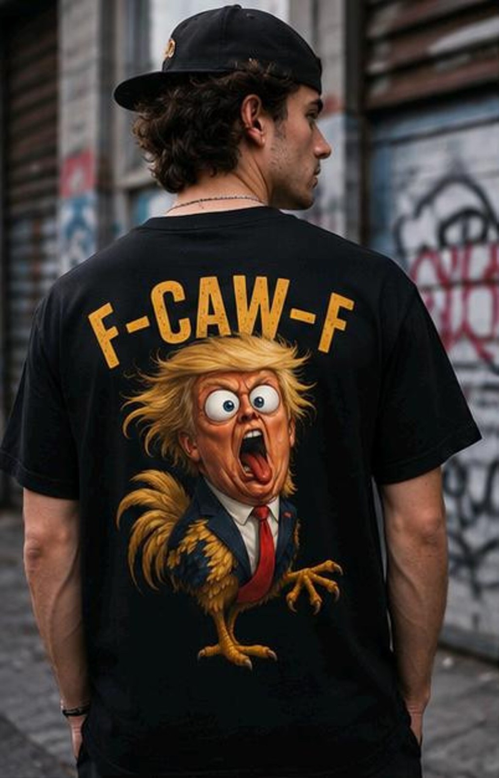 Funny Rooster F-CAW-F Meme T-shirt, Chaotic Chicken Graphic Tee T-Shirt
