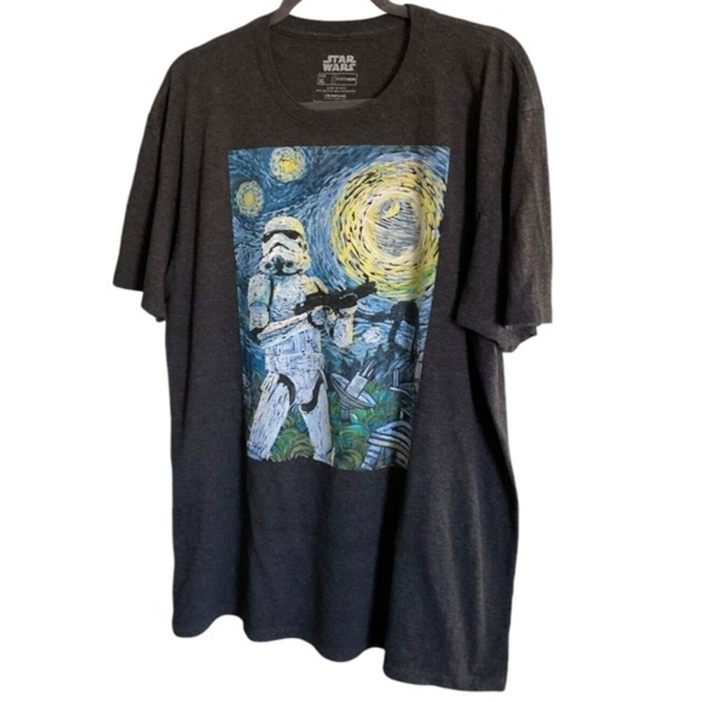 Star Wars Stormtrooper Starry Night Graphic T-Shirt Gray XL Fifth Sun Van Gogh