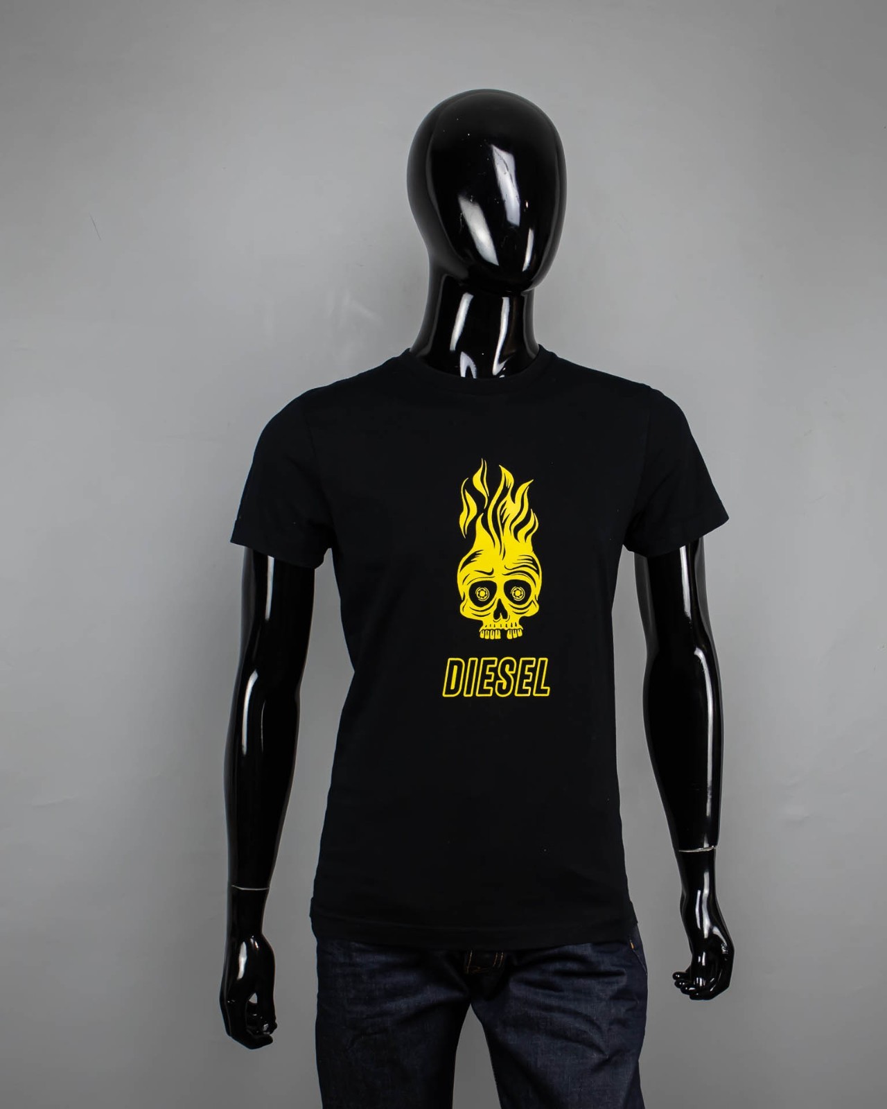 DIESEL Men BLACK SKULL SHORT SLEEVE T SHIRT Size M