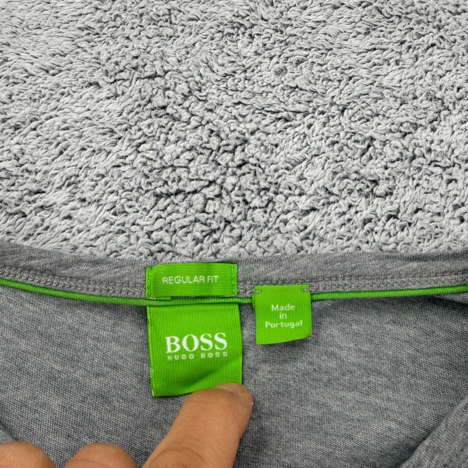 Hugo Boss Shirt Men Large Gray Short Sleeve Logo Grid Spellout Crewneck Tee Y2K