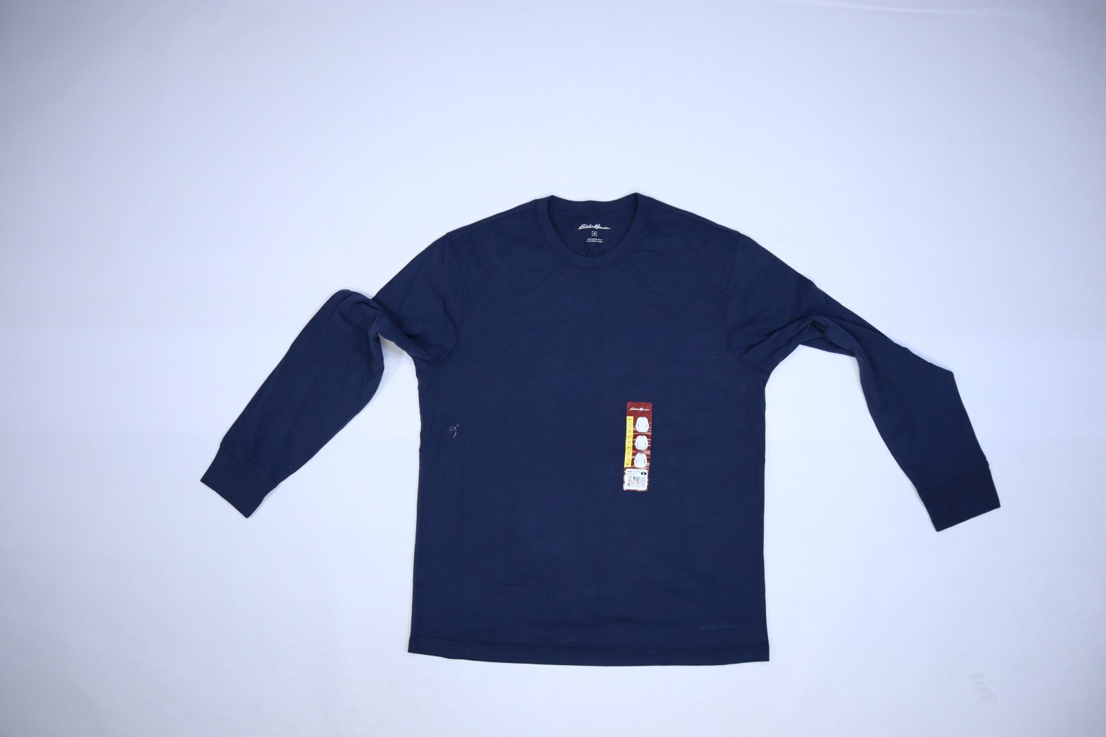 Eddie Bauer Mens Indigo Blue Long Sleeve Crew Neck Cotton Blend Tee Shirt M