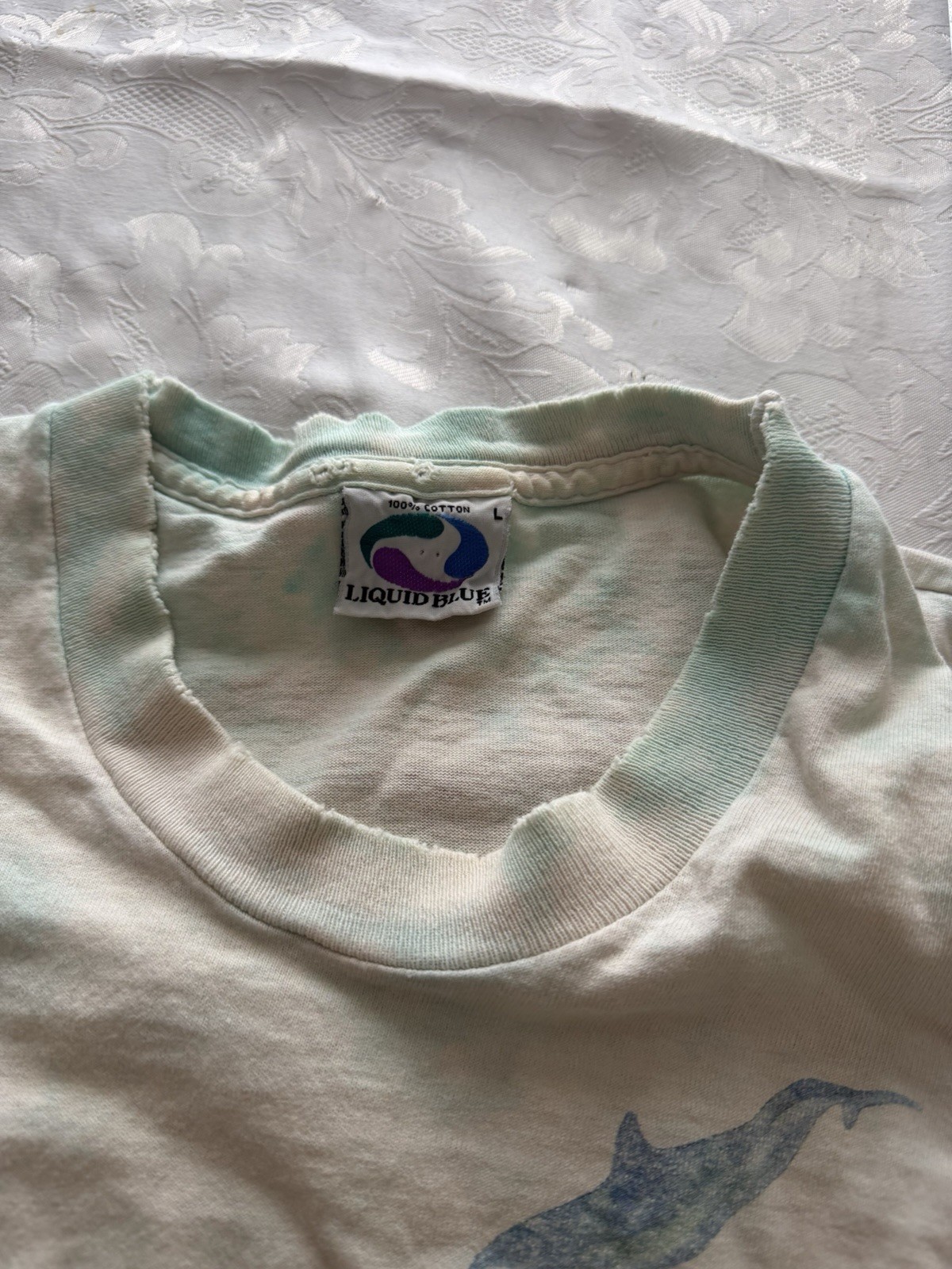 Vintage Liquid Blue T-Shirt Oceanica Ocean Animals AOP Single Stitch 1993