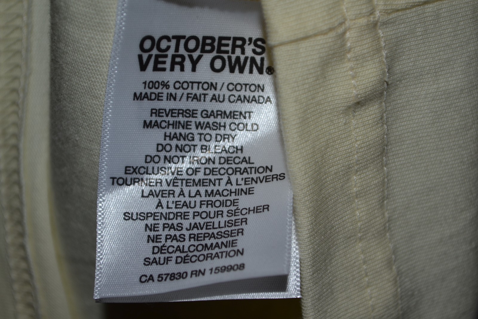 Octobers Very Own OVO New L Cream Color the 6