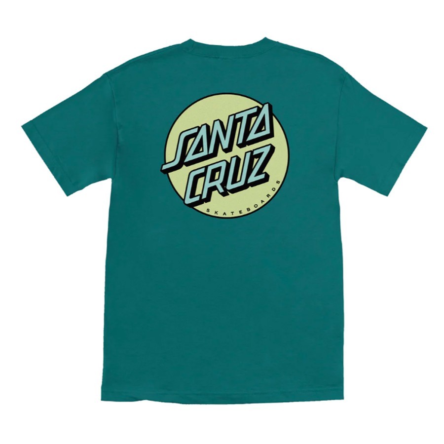 Santa Cruz OTHER DOT Skateboard T Shirt TEAL w/LIME Dot