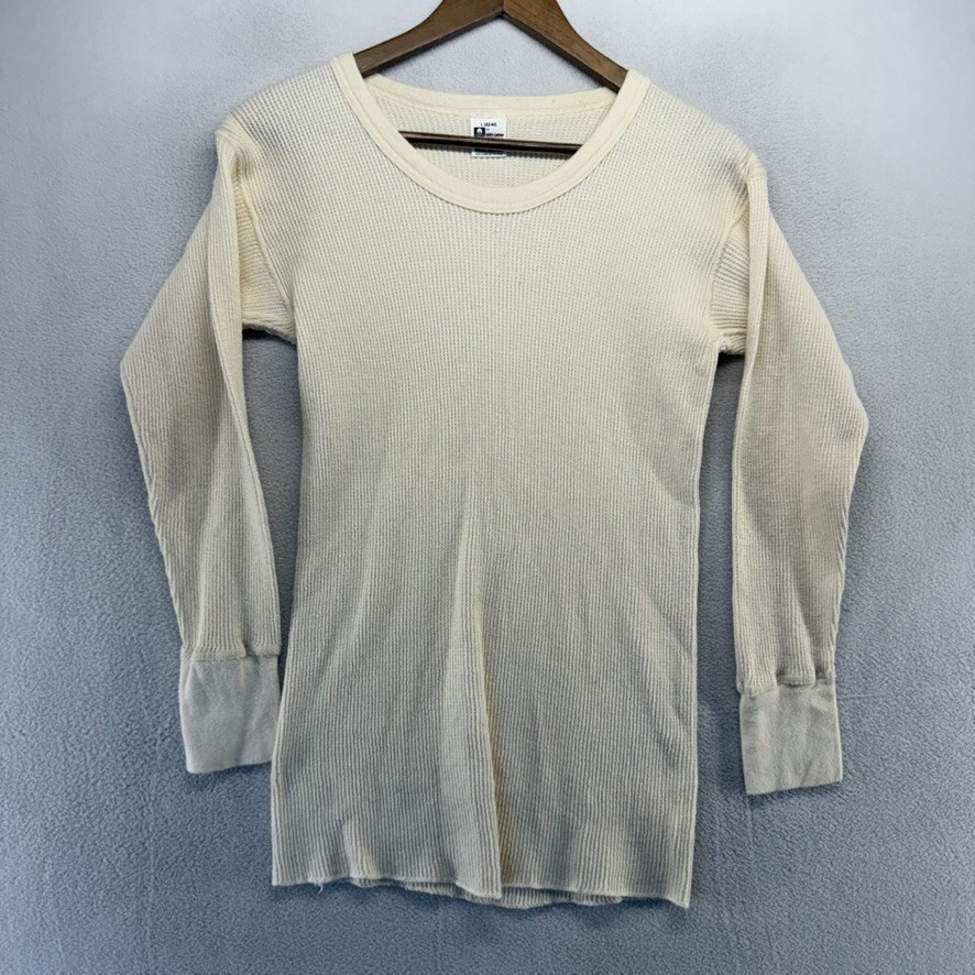 Vintage Deep North Thermal Shirt Mens Large Beige Tan Waffle Base Layer Thin 90s