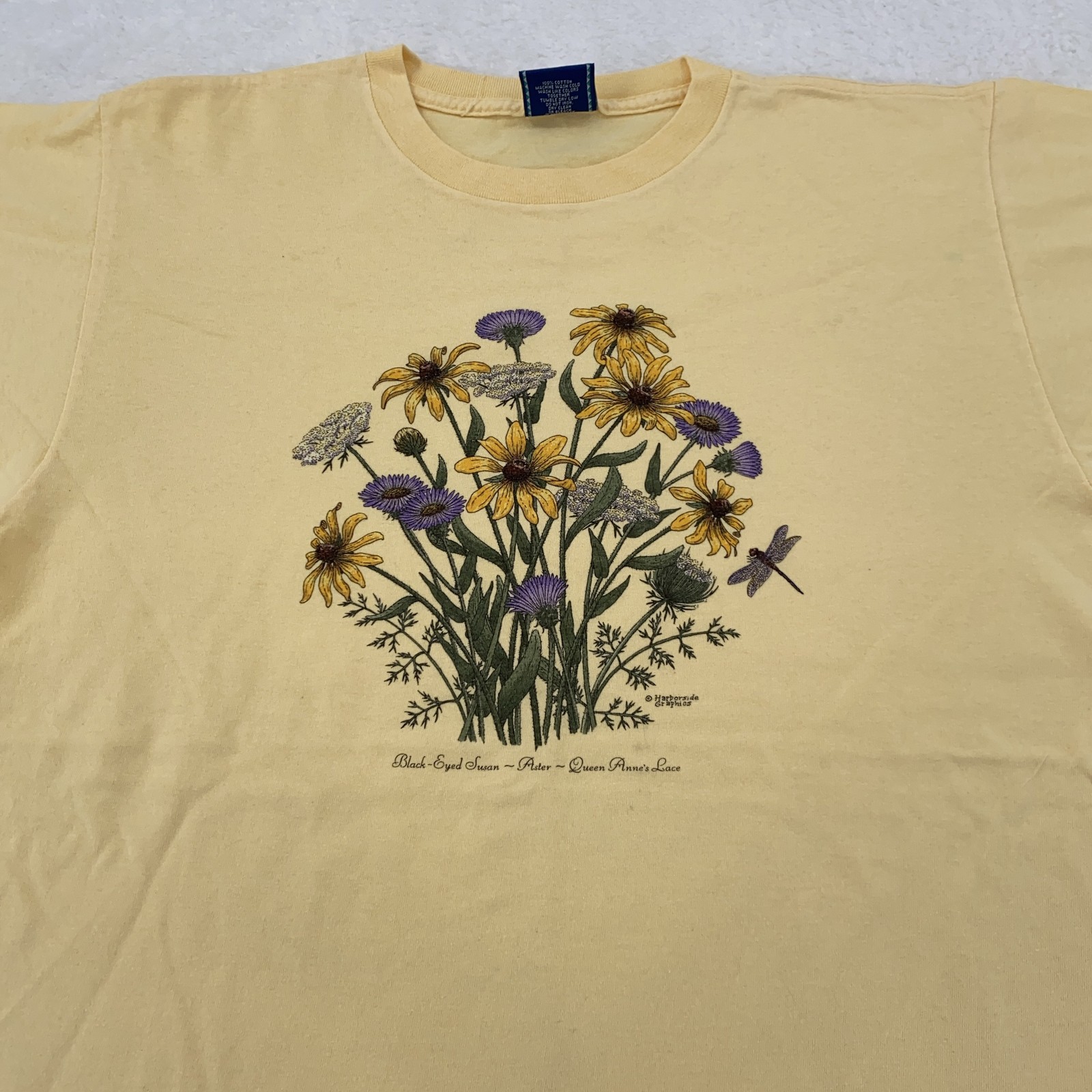 Vtg Wildflowers Black Eyed Swan Aster Queen Anne&rsquo;s Lace Shirt Large Nature 90s