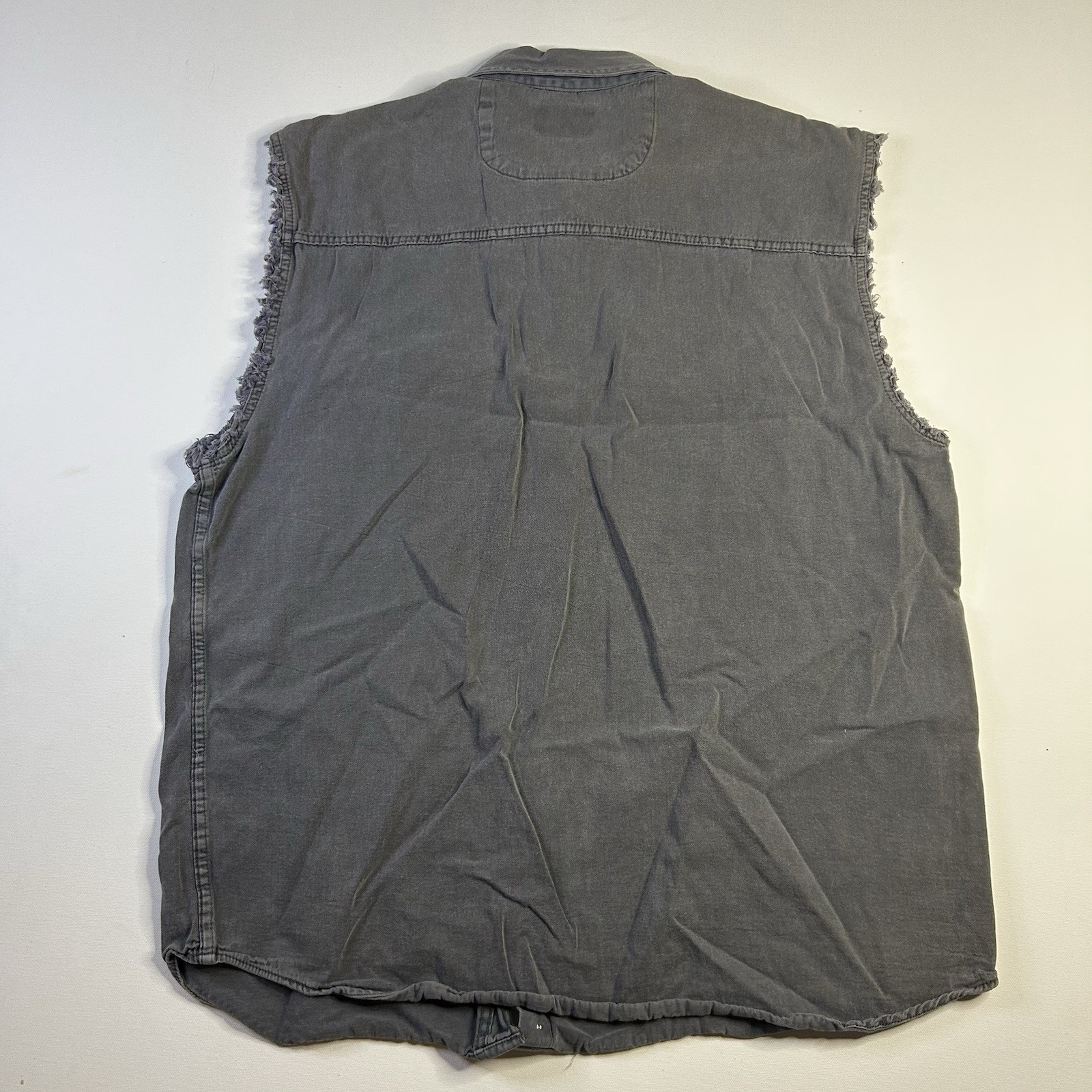Vtg Y2k Reno Bike Rally 2004 Factory Cut/Sleveless Denim Button Shirt XL