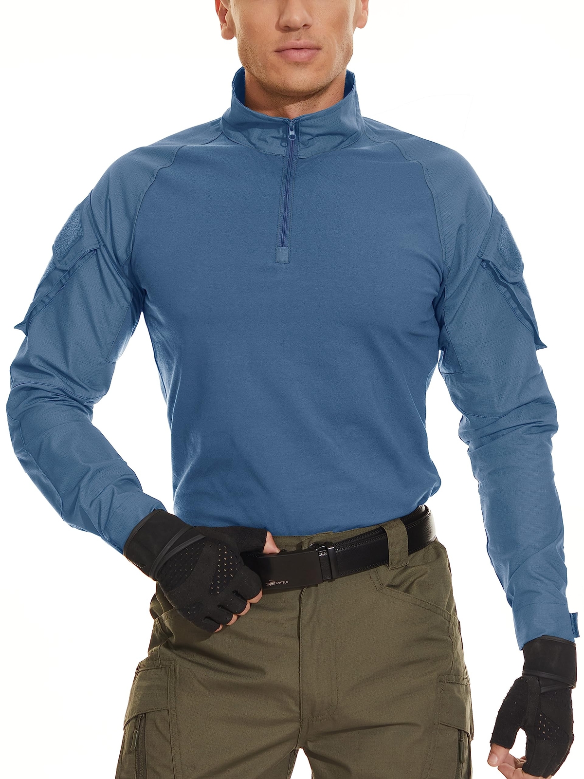 Men&rsquo;s 1/4 Zip Shirts Long Sleeve Ripstop Top Outdoor Work Hiking Training Shirts