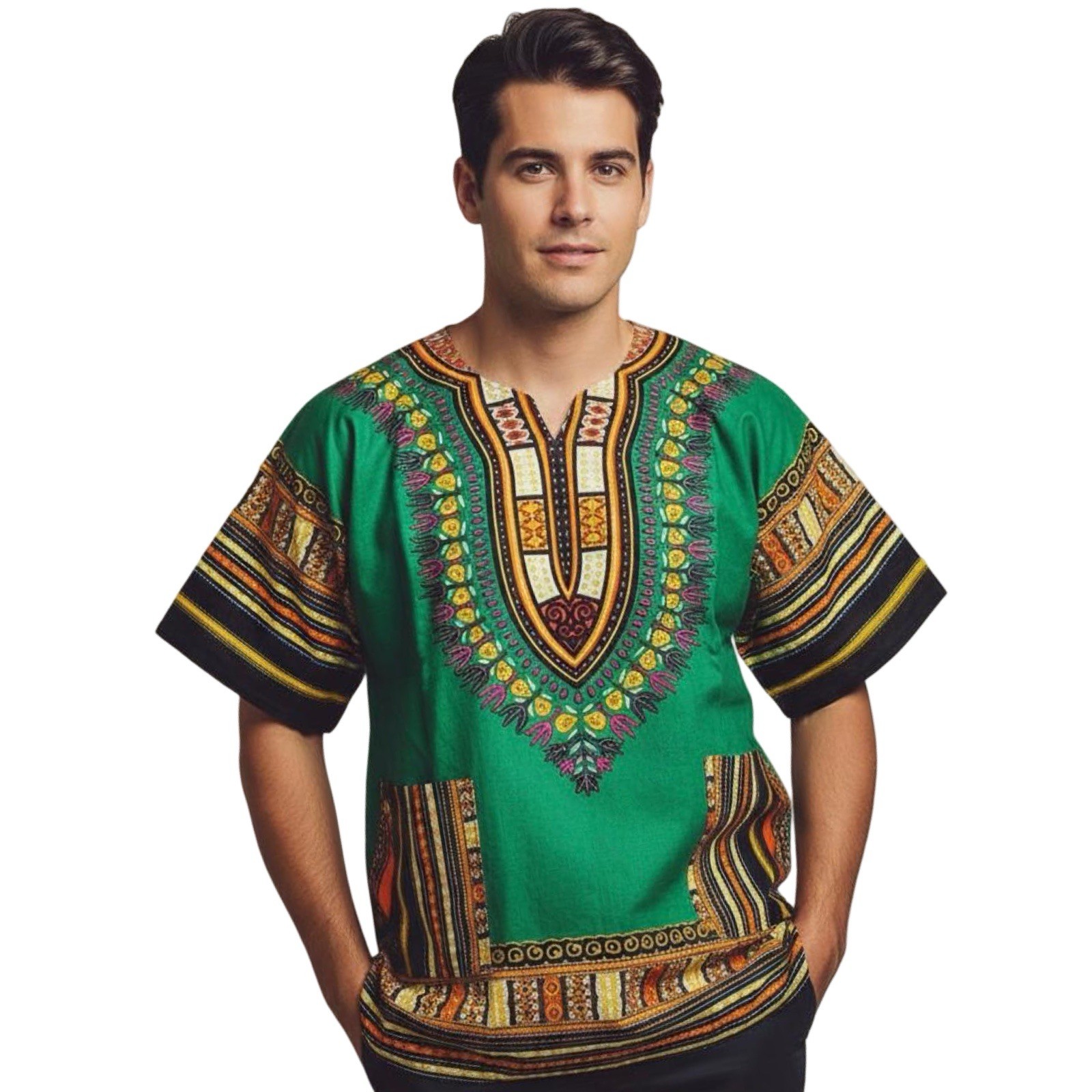 #1 Best Quality Unisex African Bright Dashiki 100%Cotton Shirt Variety Colors.