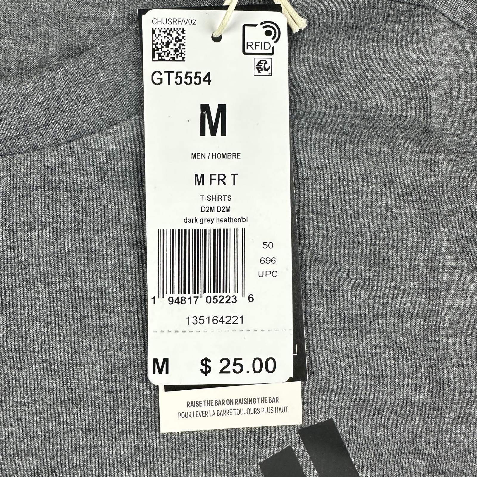 Adidas Shirt Mens M Charcoal Performance Tee Outdoor Active Sports S/S Crew NEW