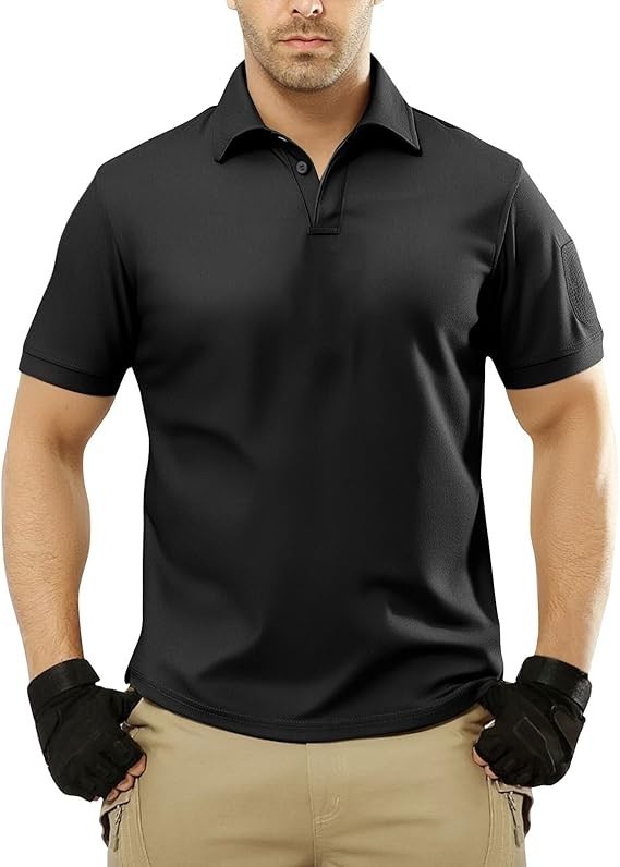Mens Quick Dry Polo Shirts Short Sleeve Casual Team Tactical Combat Work Golf