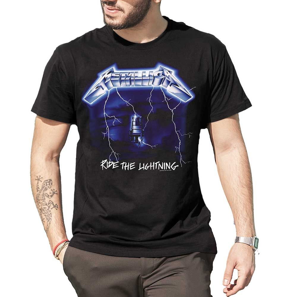 Official Metallica T-Shirt Jersey Original Black Ride the Lightning T-Shirt