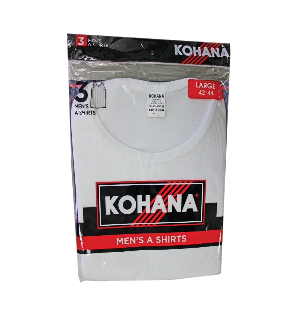 Mens a shirts white 3-Pack. Machine wash no bleach tumble dry.