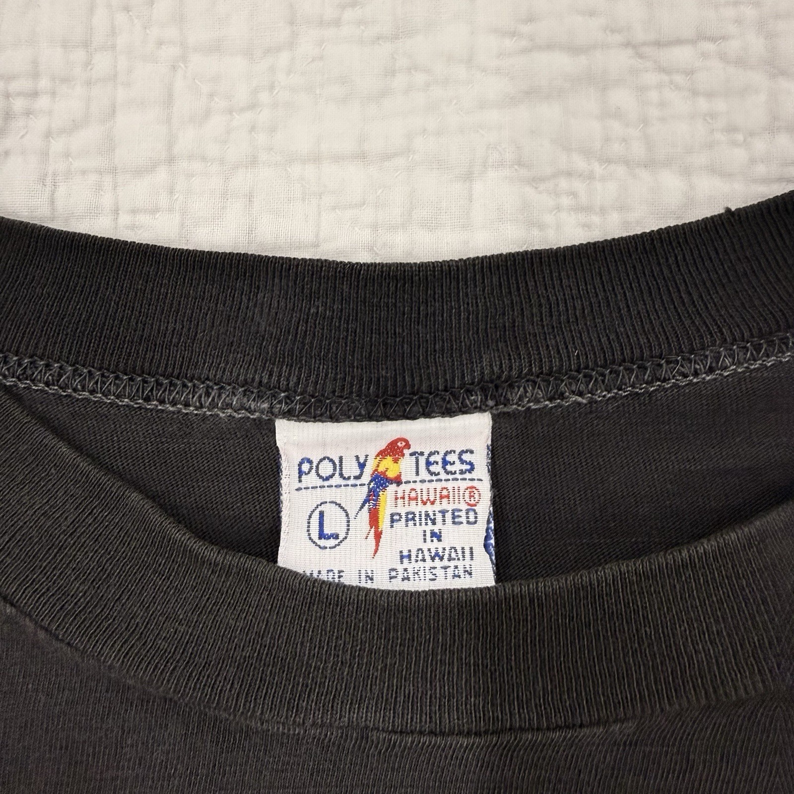 Poly Tees Men’s L Black Crew Neck Short Sleeve Hawaii Honolulu Graphic Logo Tee