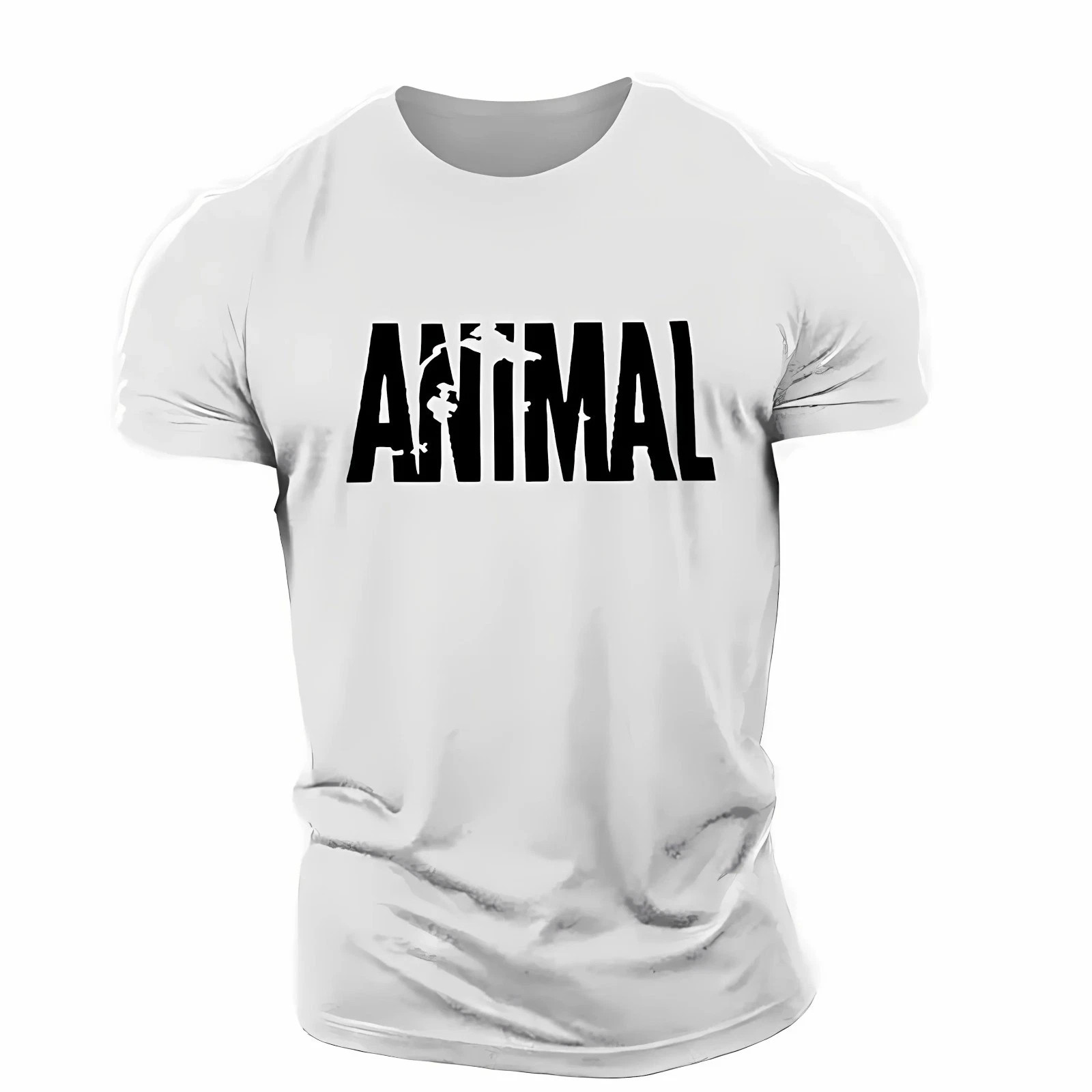 Men Muscle Gym T-Shirts Short Sleeve Workout Athletic Bodybuilding Animal Tee