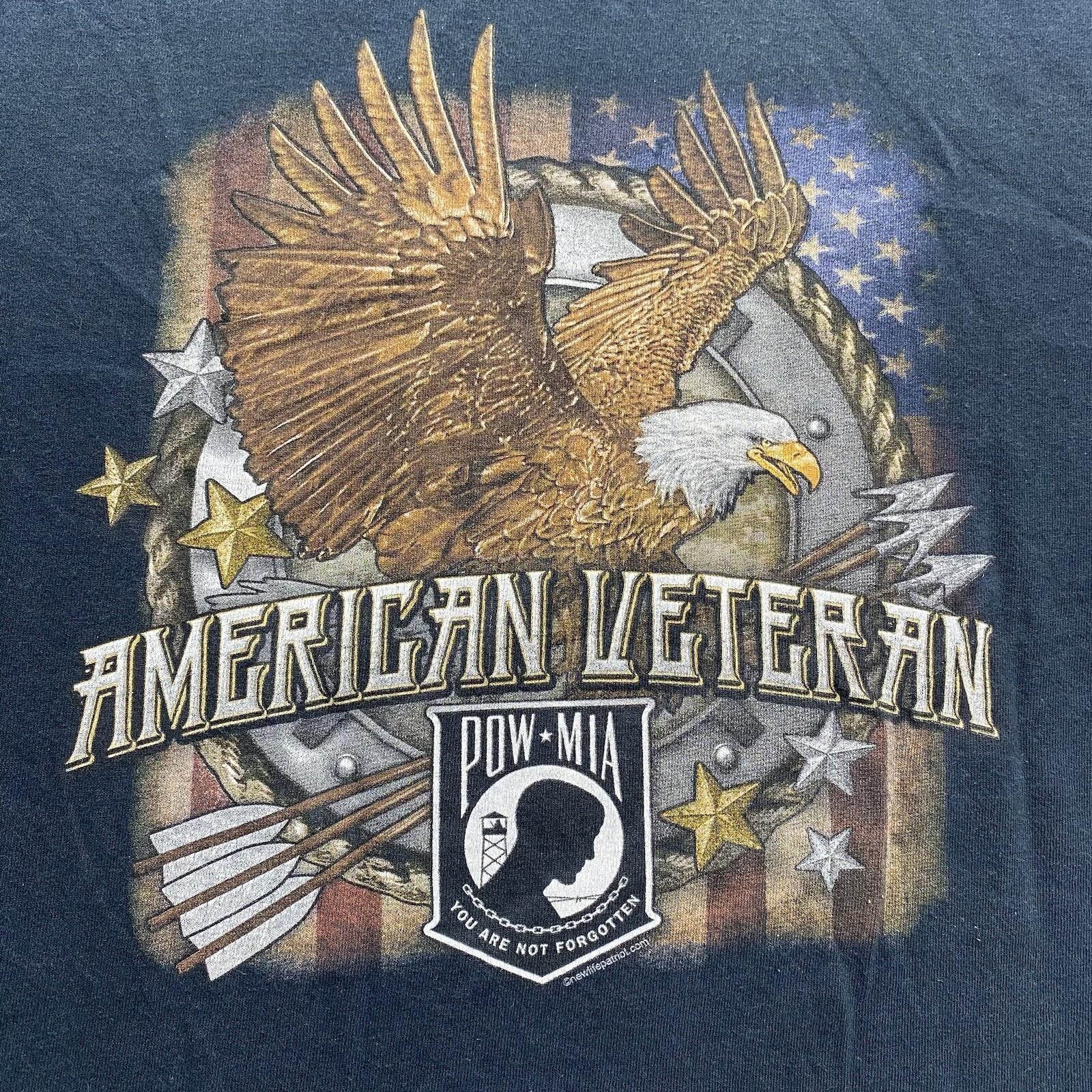 American Veteran Post 4423 POW MIA T-shirt Men’s L Soldiers Usa Flag Eagle