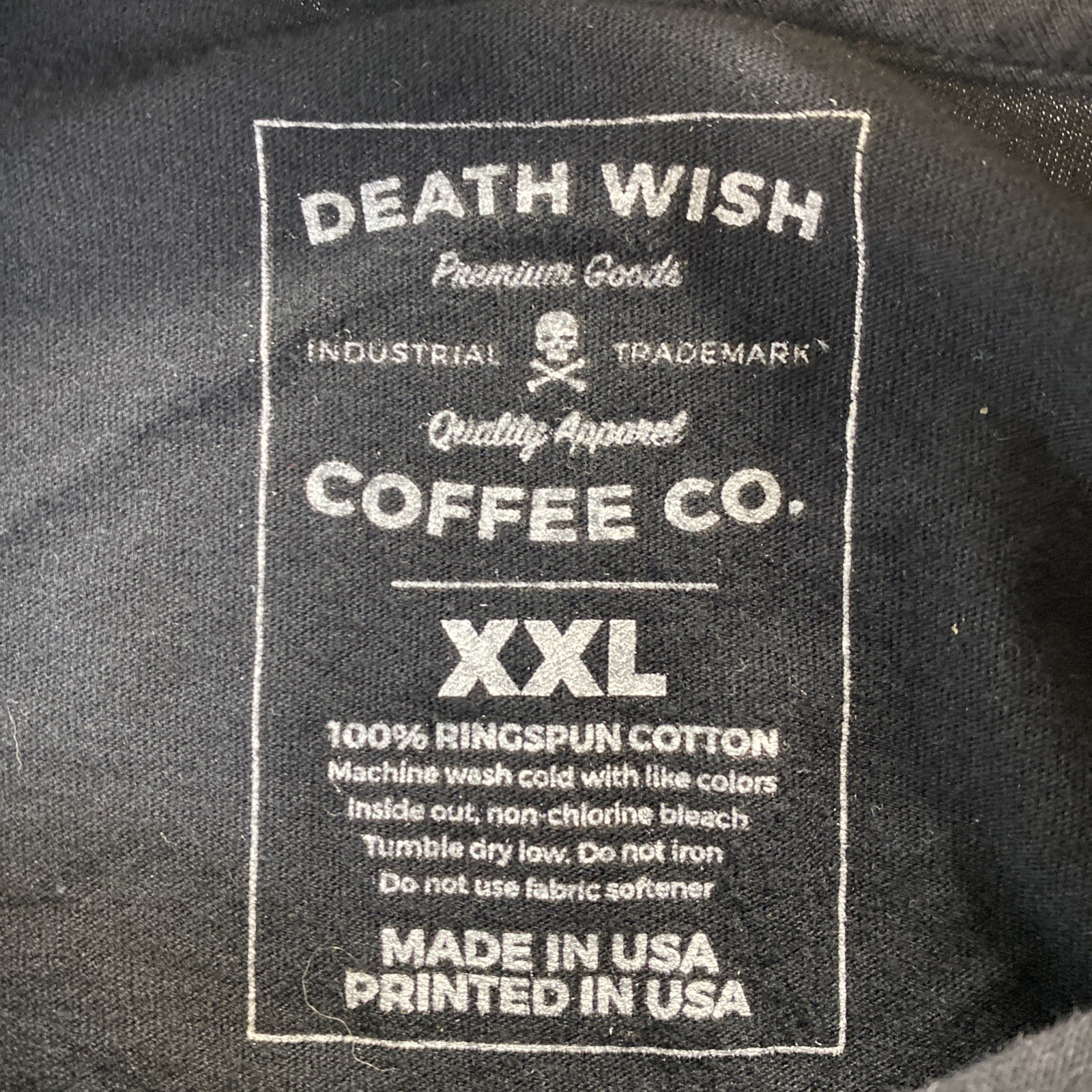Death Wish Coffee Co Shirt Mens XXL Skull Crossbones Crew Graphic Tee Black USA
