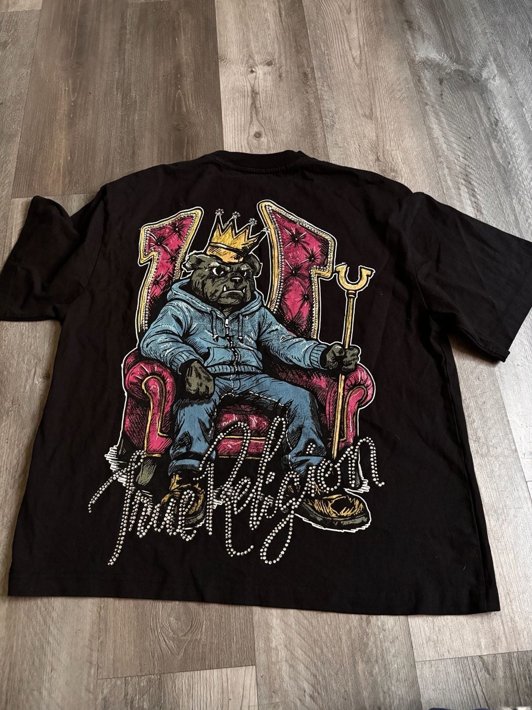 True Religion Rhinestone Dog Throne Heavyweight Oversized Tee