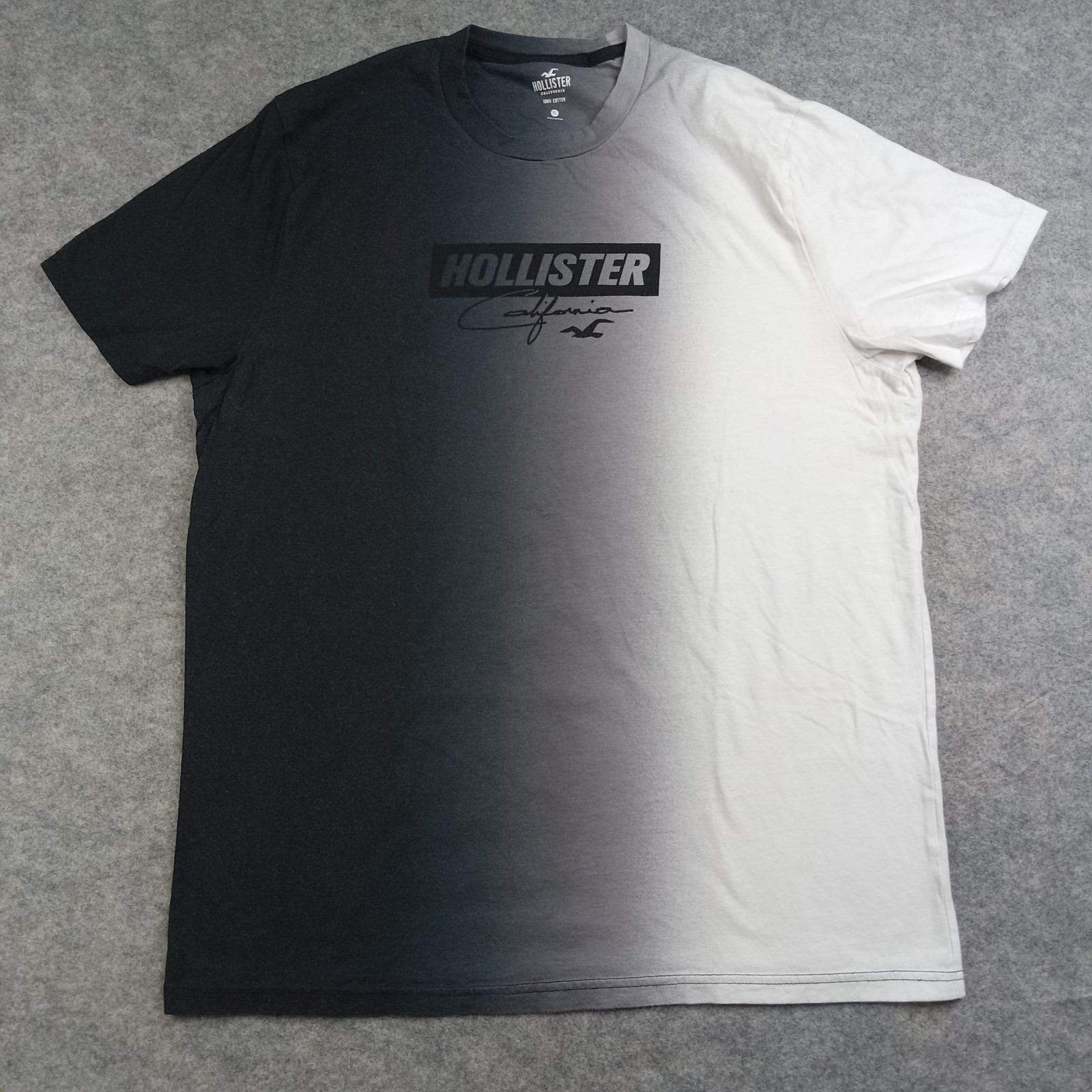 Hollister Shirt Mens Extra Large Black White Ombre Gradient Crewneck Graphic XL