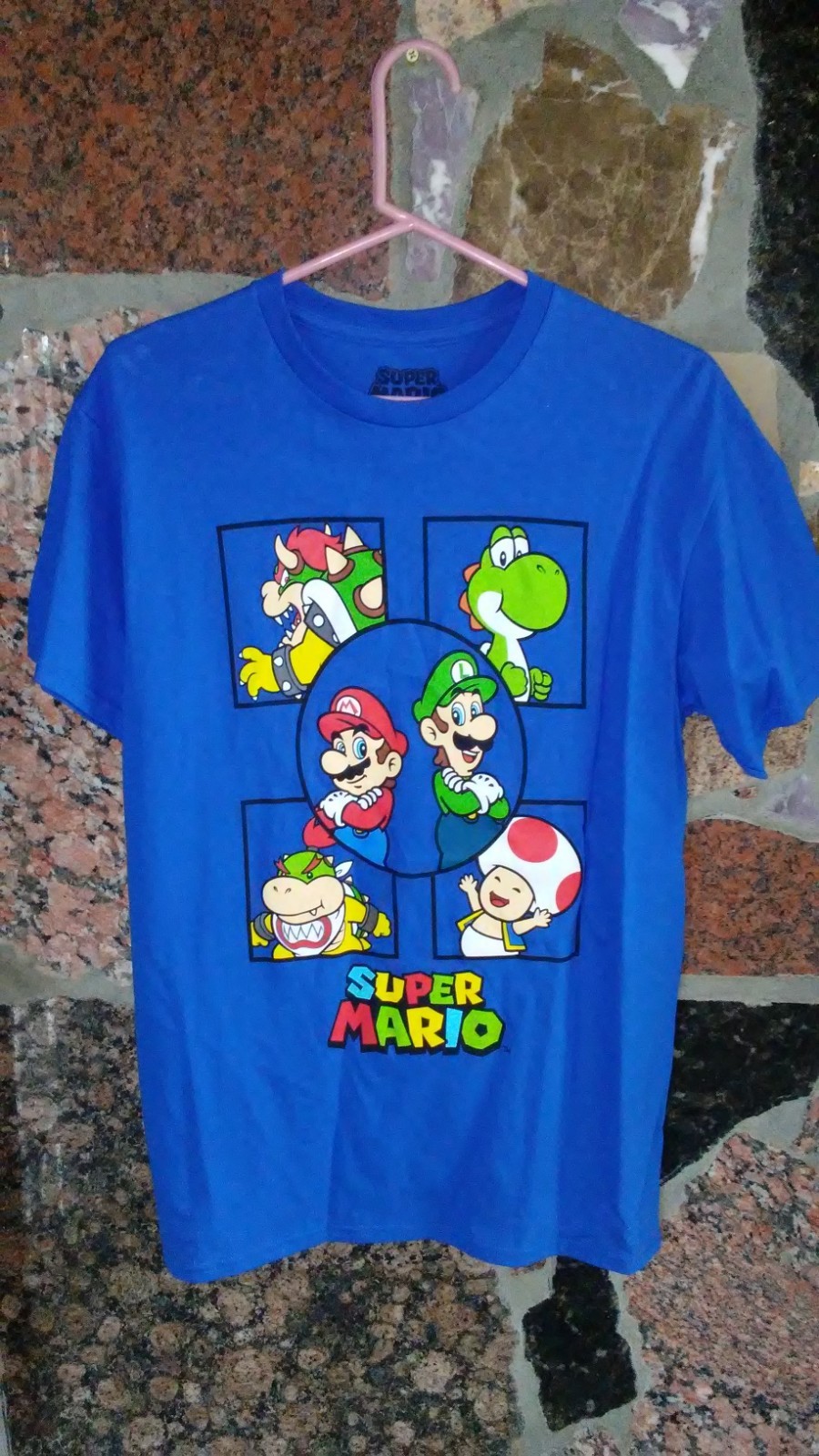Super Mario Blue L t-shirt Yoshi Toad Bowser Jr. Bowser BRAND NEW 👇🏻READ👇🏻