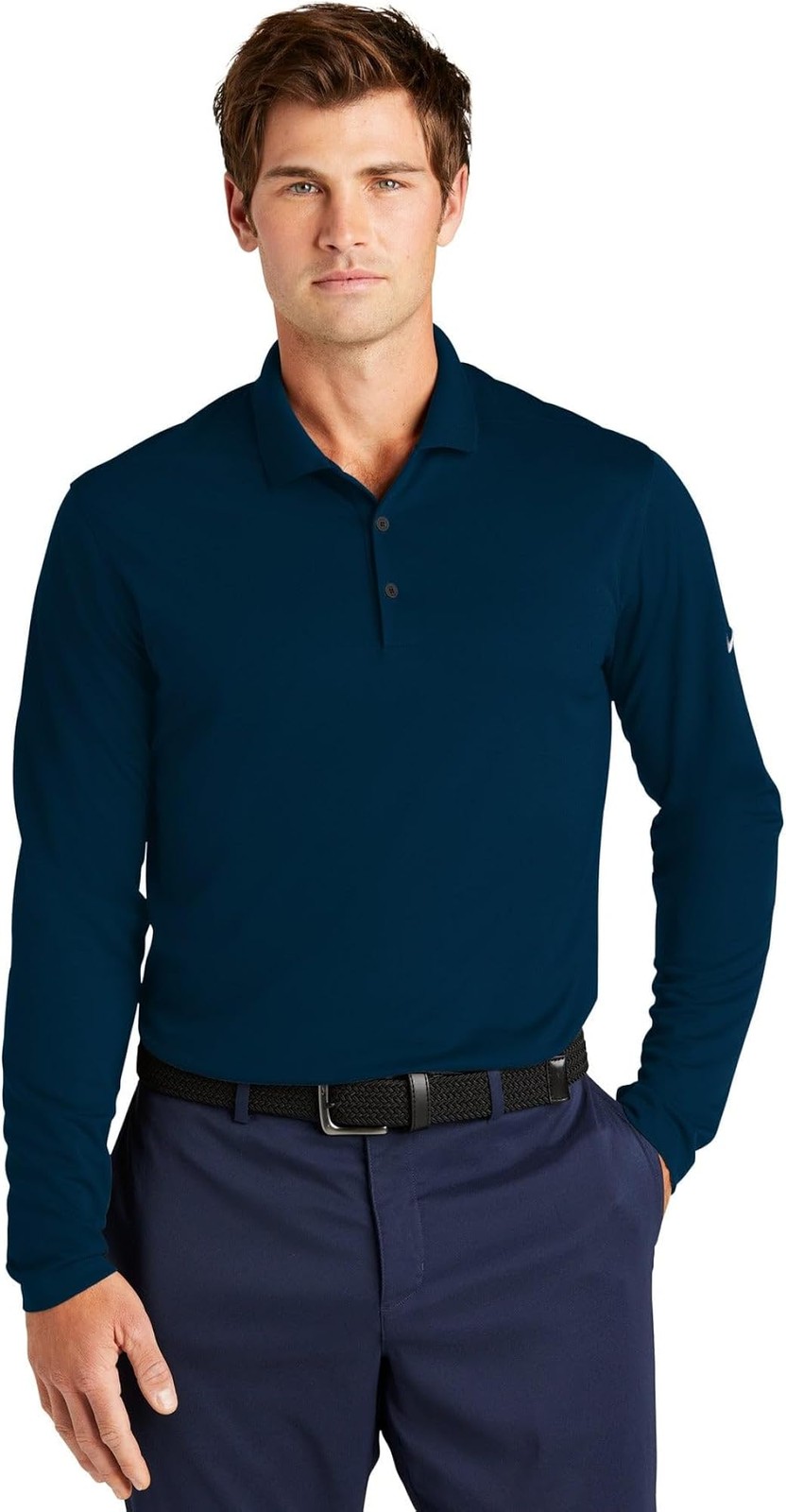 Nike Dri-FIT Micro Pique 2.0 Long Sleeve Polo With Custom Embroidery – Navy – Me