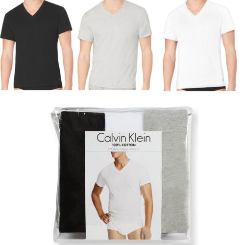 New 3 Pack CLASSIC FIT Calvin Klein Mens V Neck Crew Neck T Shirt Tee