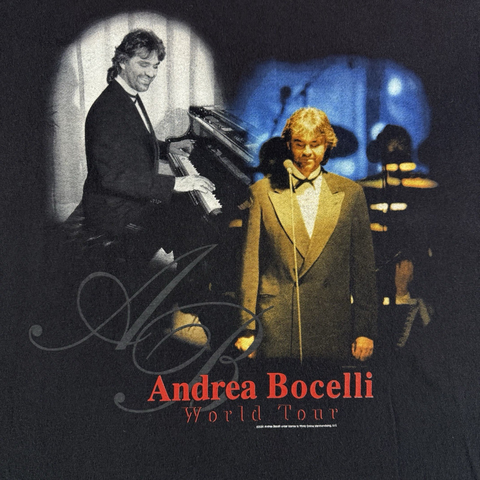Vintage 2000 Andrea Bocelli World Tour T Shirt Men&rsquo;s Medium Y2K Concert Tee